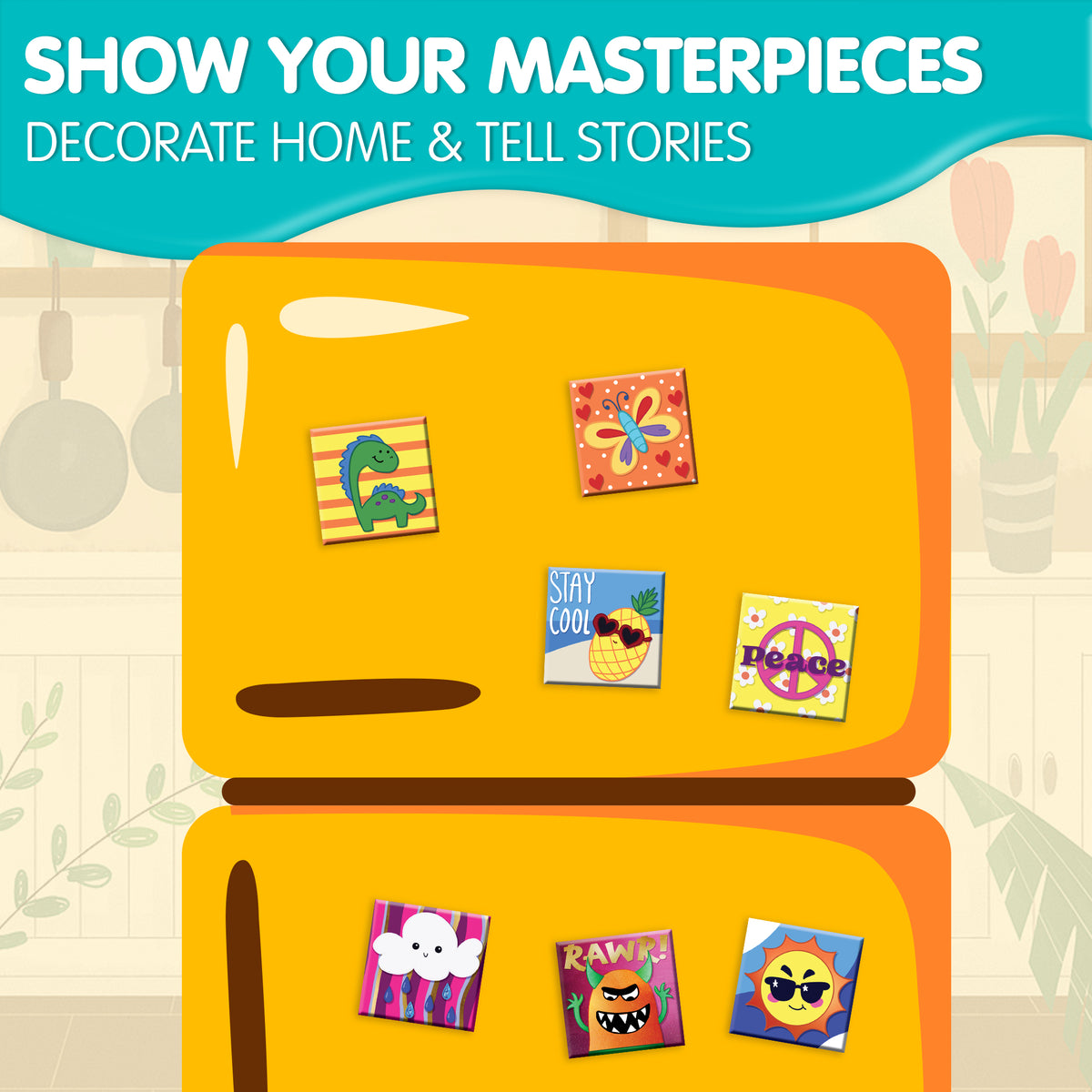 JOYIN 24-Piece DIY Paint Your Own Magnetic Tile Art Kit