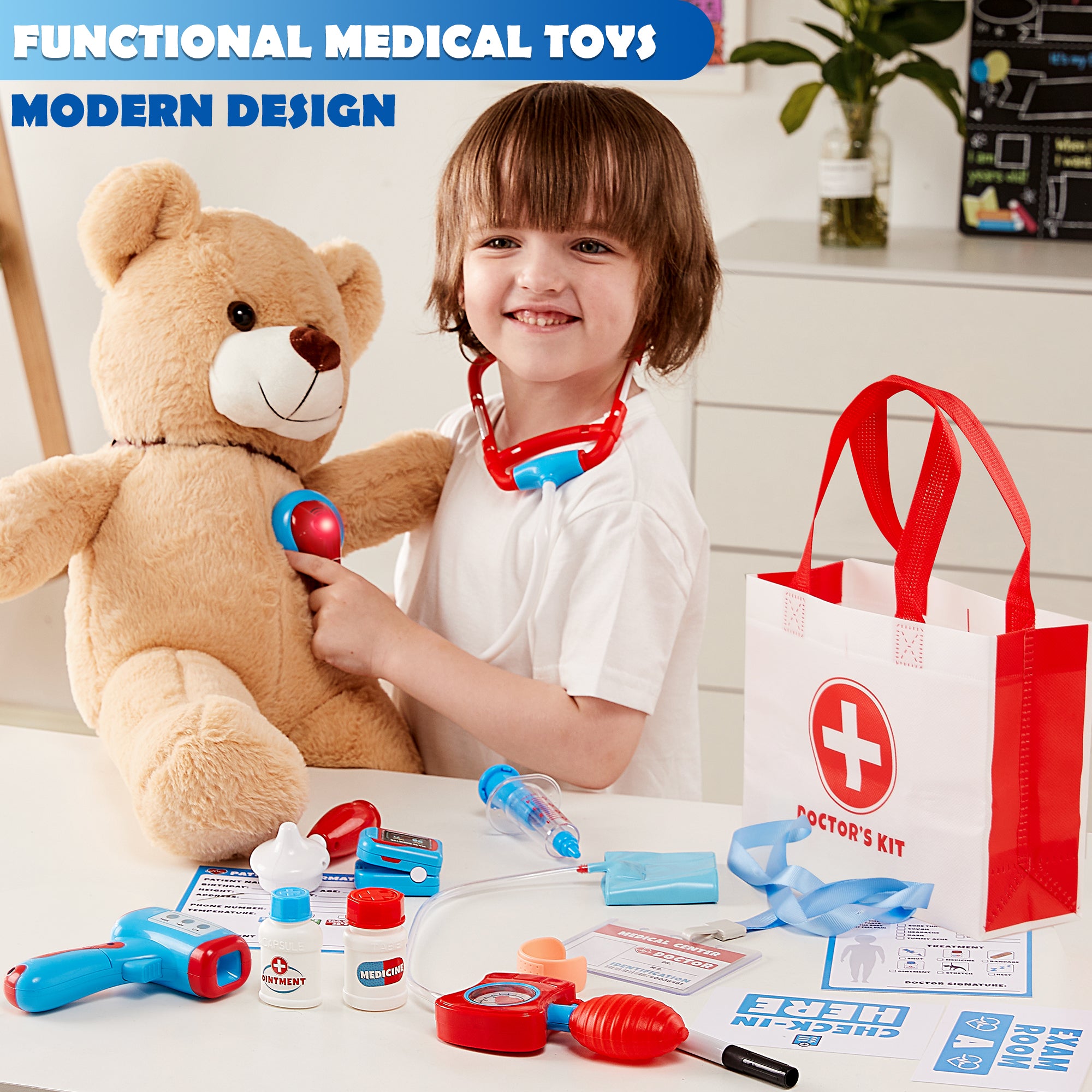 Play-Act Pretend Doctor Medical Playset with Bag (16 Pcs)