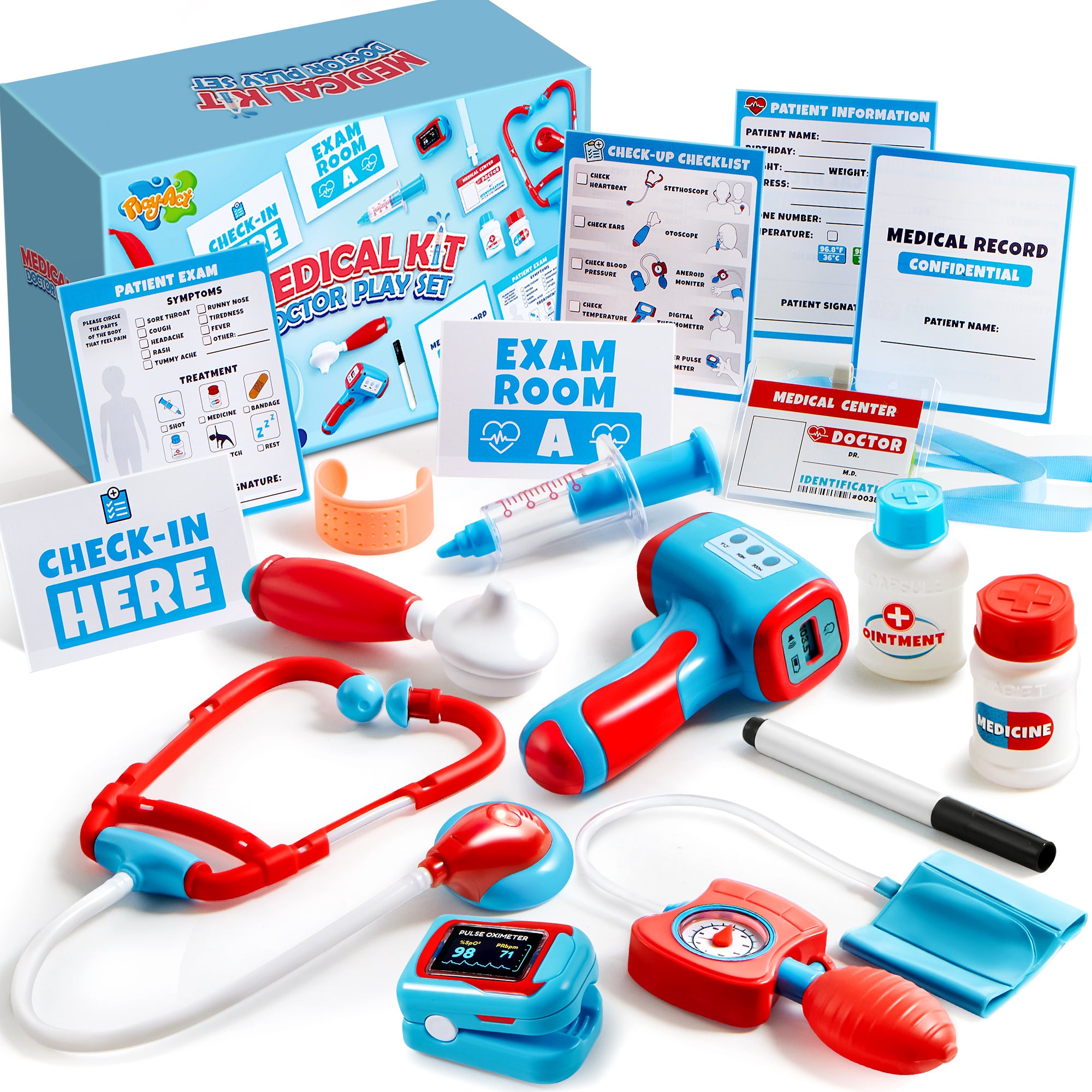 Play-Act Pretend Doctor Medical Playset with Bag (16 Pcs)
