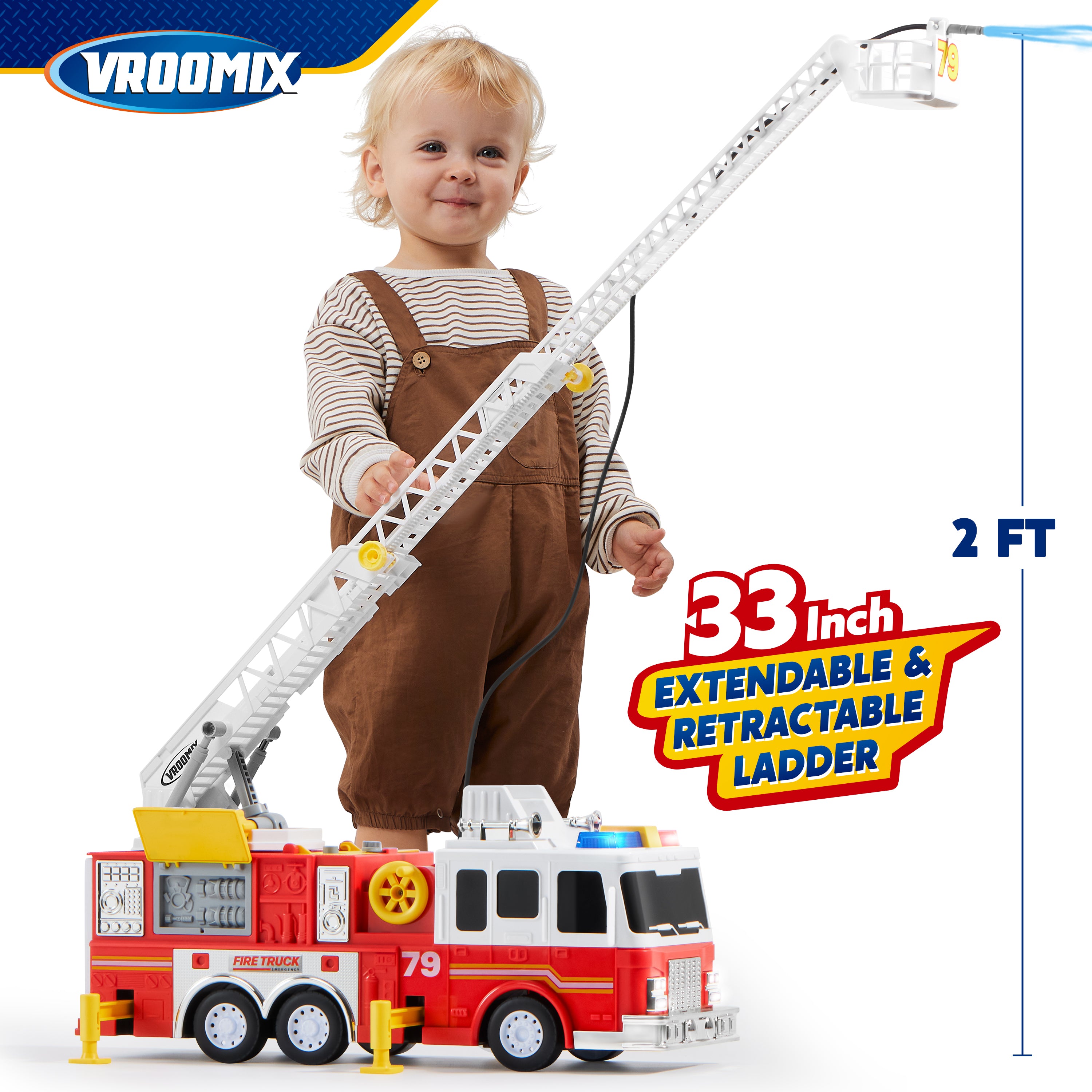 JOYIN Extra Large Fire Truck Toy with Water Pump & Ladder