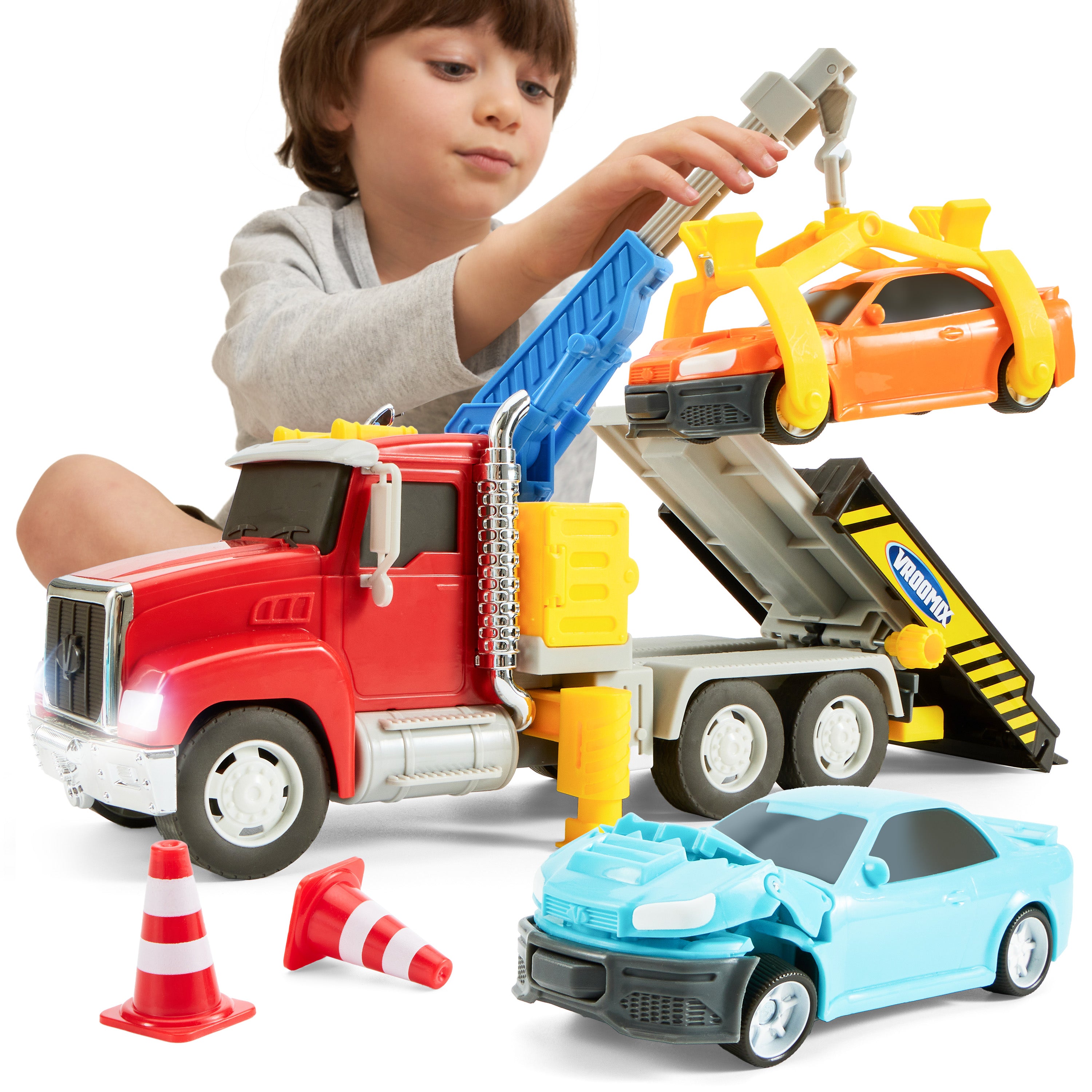 VROOMIX Tow Truck Toy Set with Lights & Sounds Age 3+