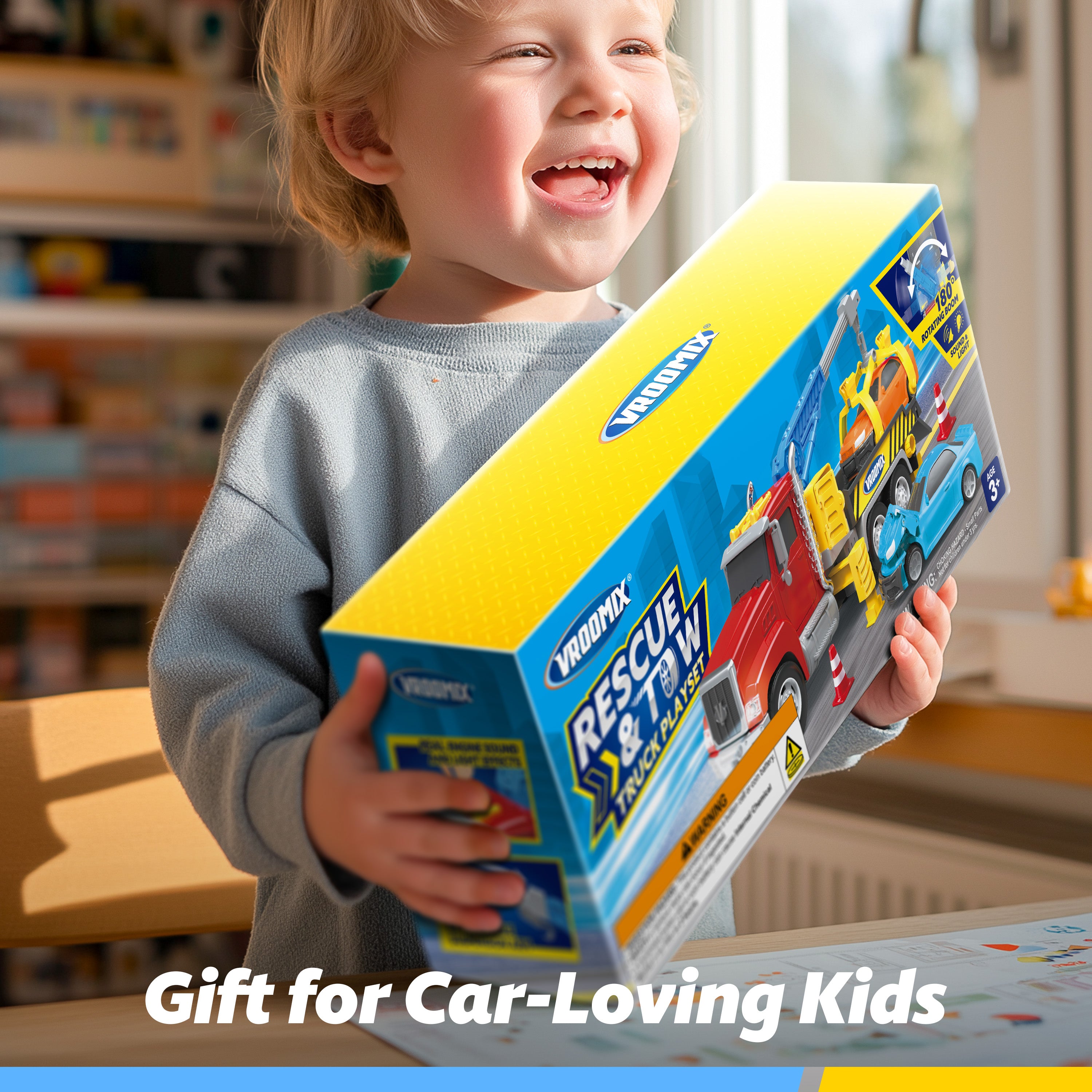 VROOMIX Tow Truck Toy Set with Lights & Sounds Age 3+