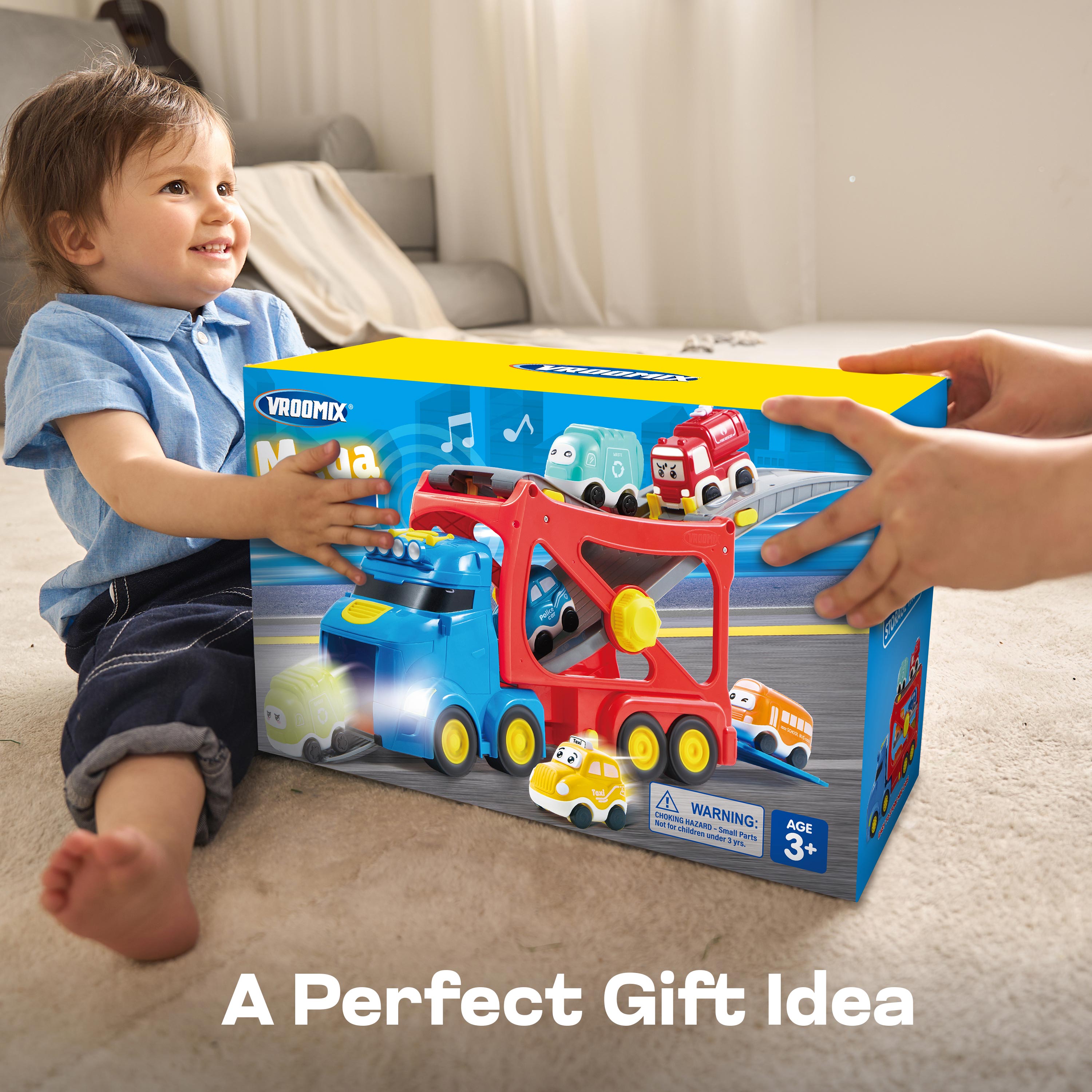 VROOMIX 7-in-1 City Transport Carrier Truck Set with Lights & Sounds