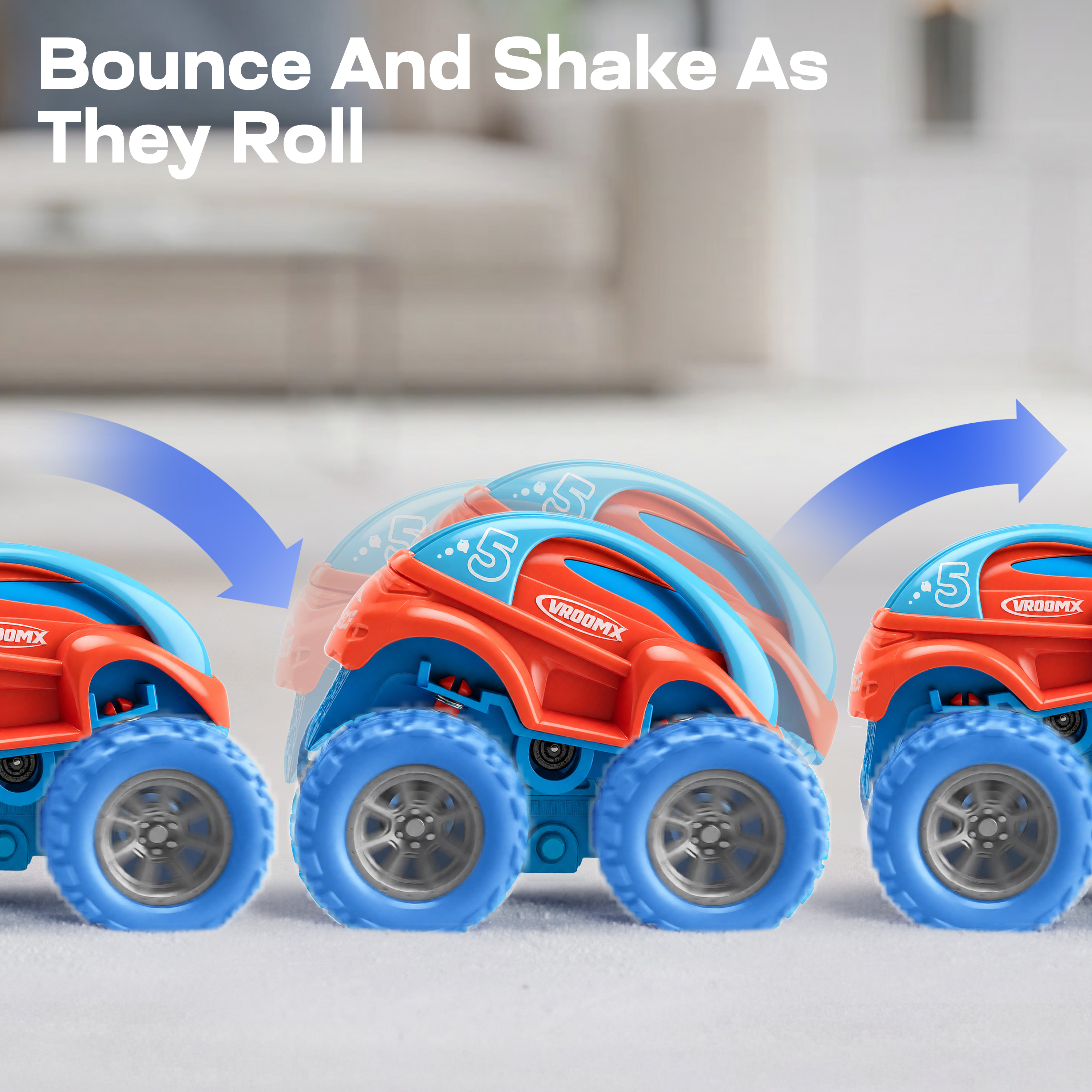 VROOMIX 3-Pack Friction Powered Flip Monster Truck Set
