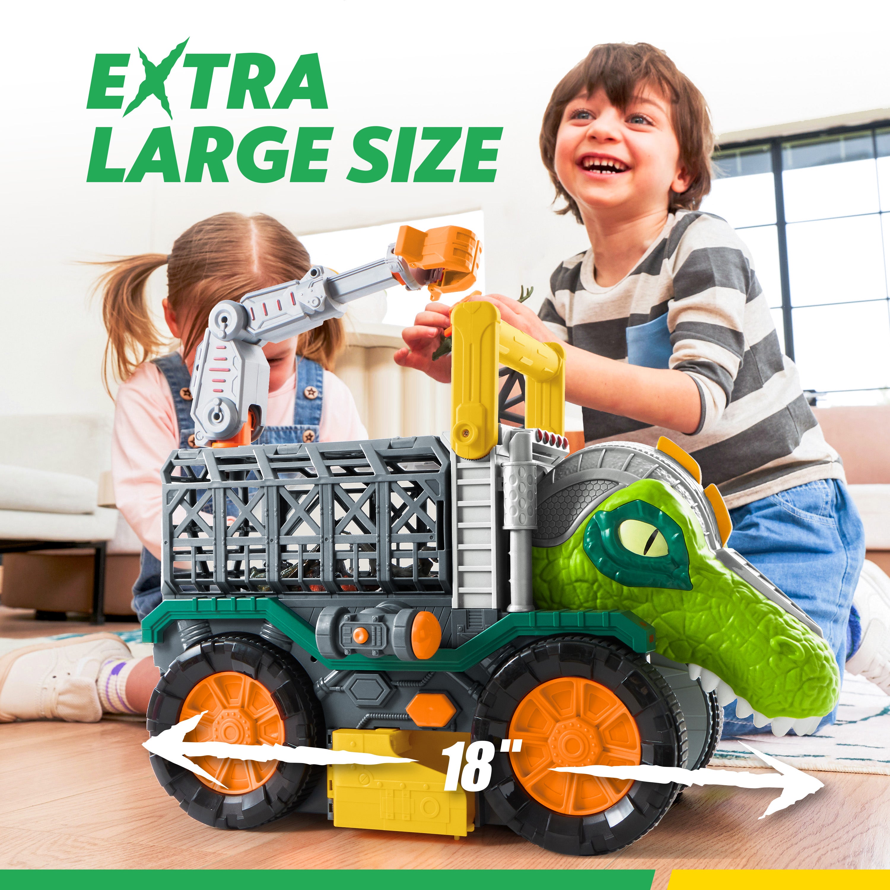 VROOMIX T-Rex Dinosaur Carrier Truck Playset with Dart Launcher