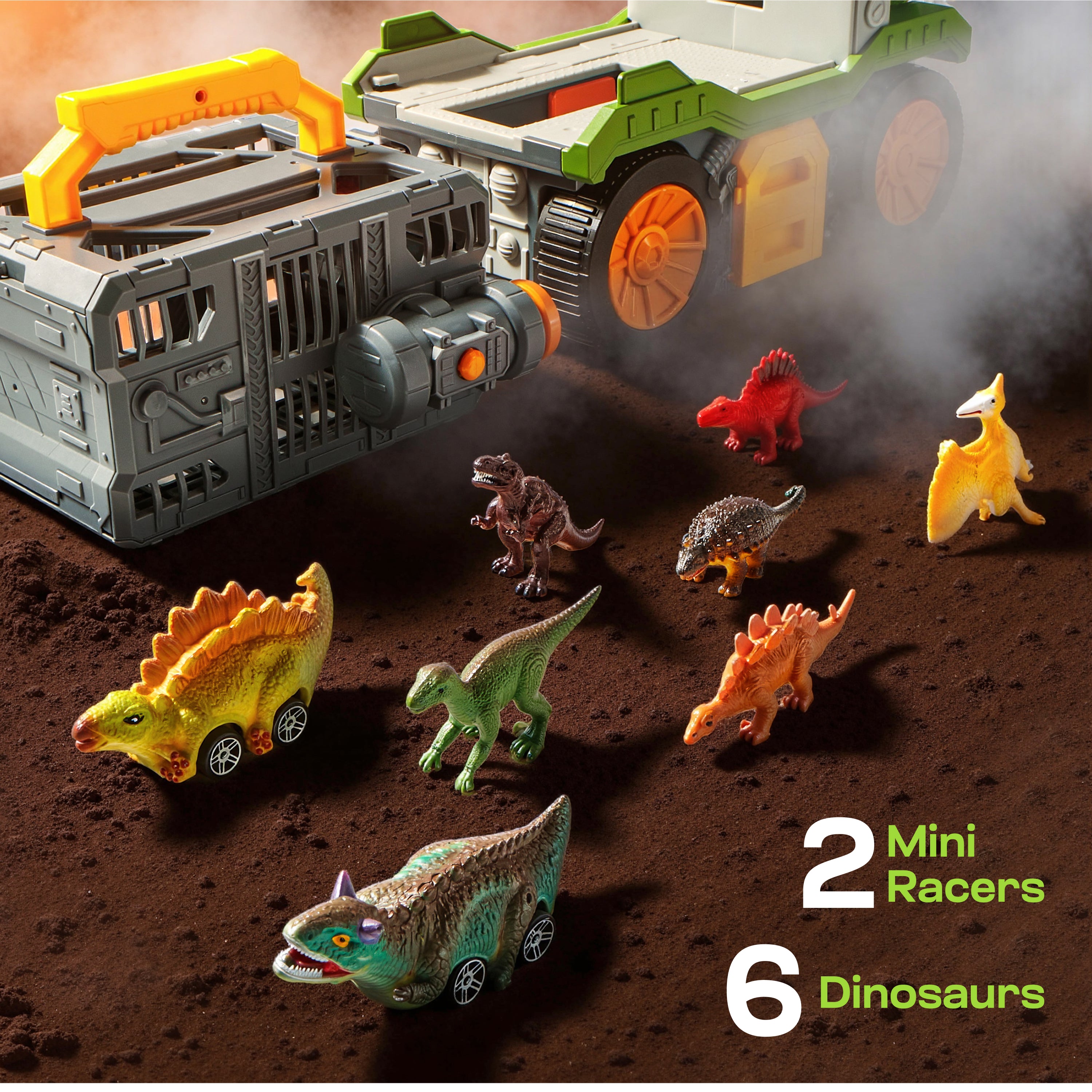 Vroomix T-Rex Dinosaur Carrier Truck Set with Dart Launcher