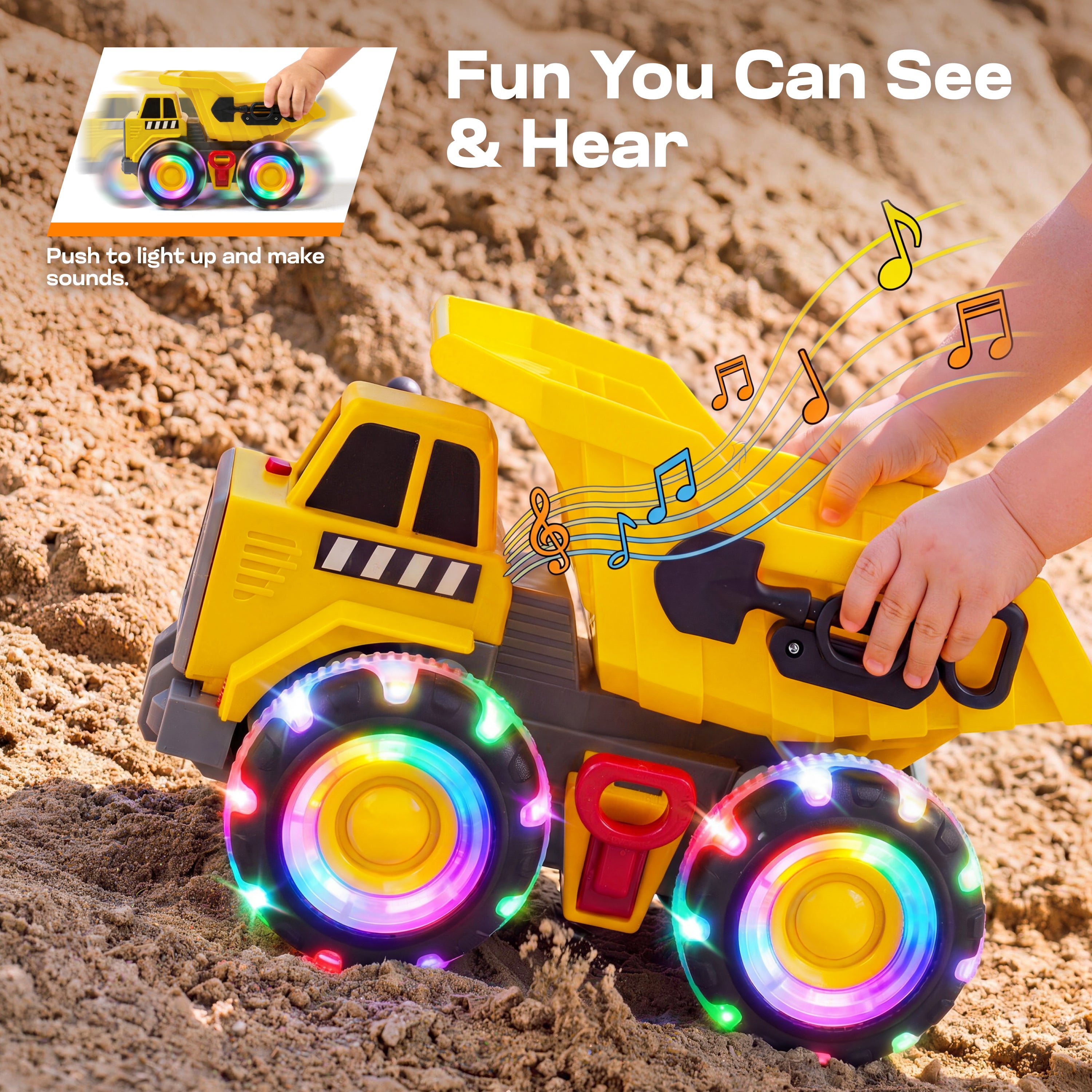 VROOMIX Kids Toy Dump Truck with Lights & Sounds