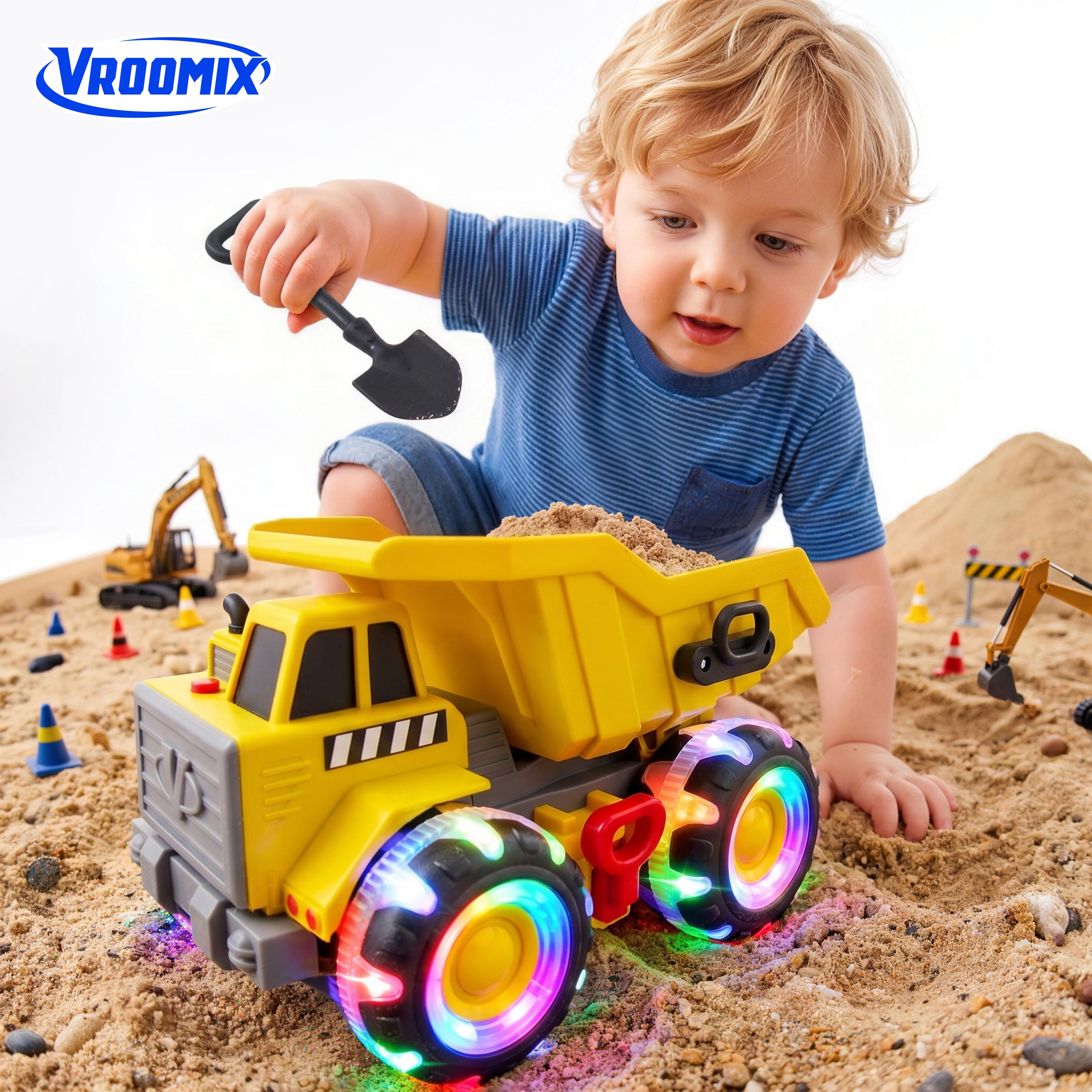 VROOMIX Kids Toy Dump Truck with Lights & Sounds