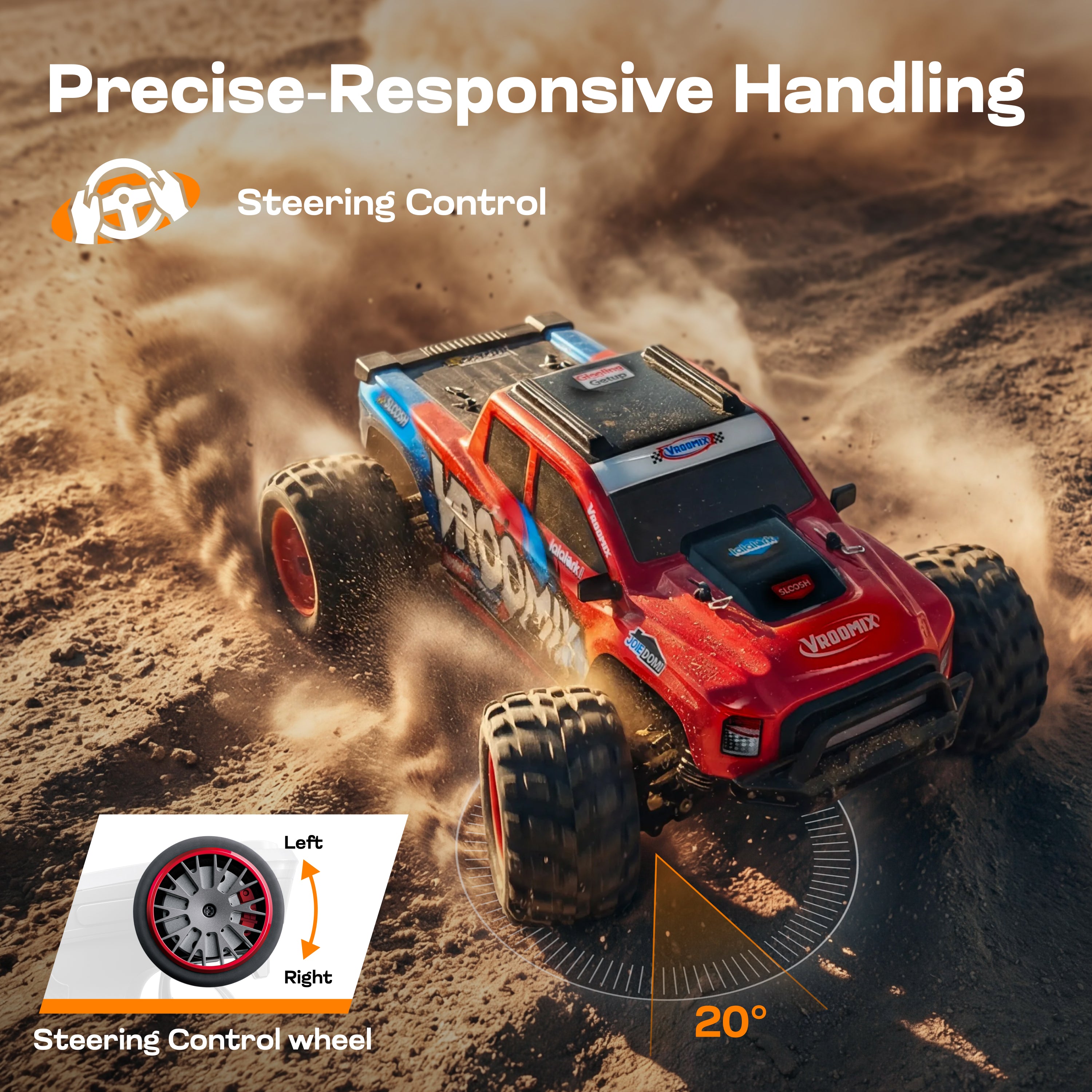VROOMIX All-Terrain 4WD High-Speed RC Monster Truck (Dual Batteries)