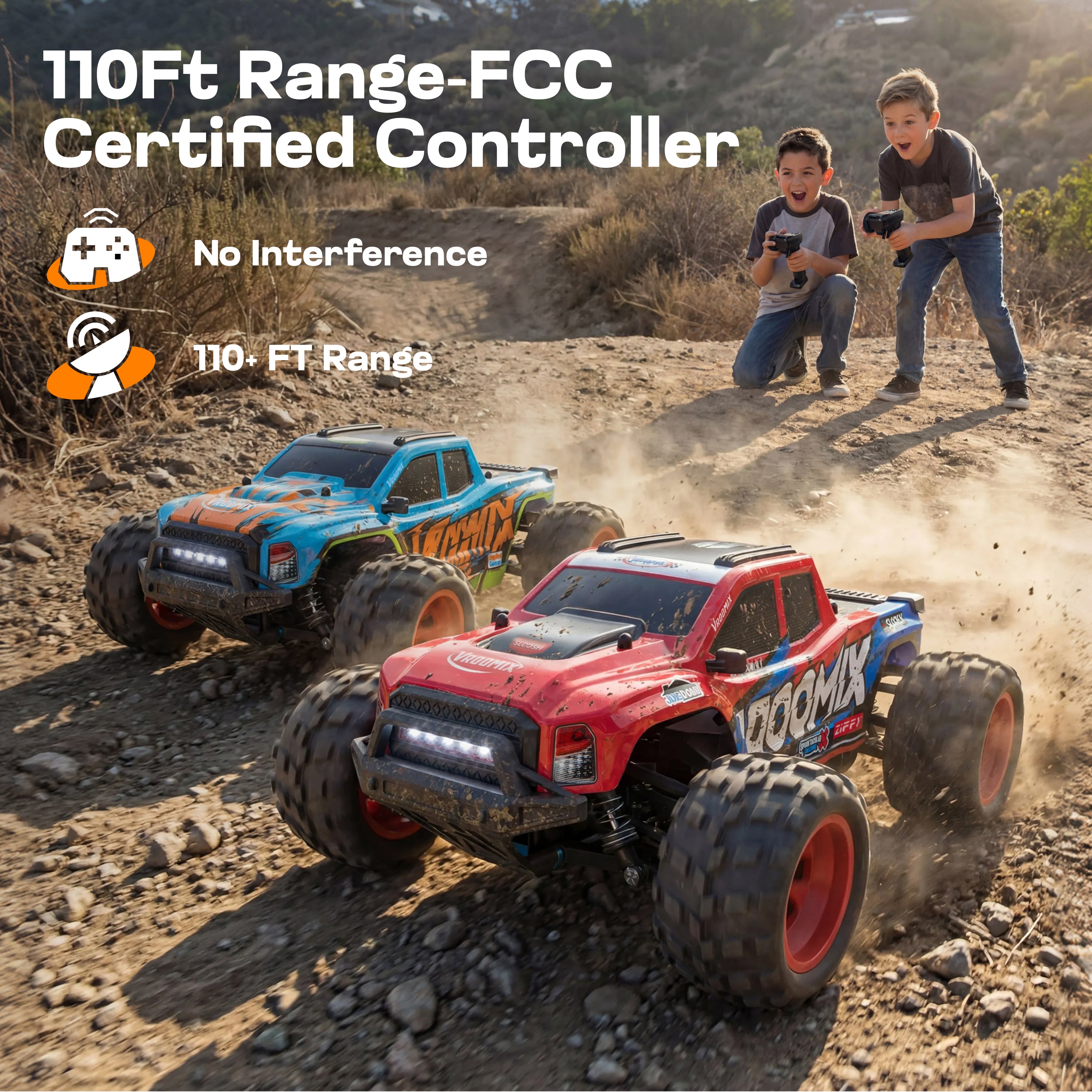 VROOMIX All-Terrain 4WD High-Speed RC Monster Truck (Dual Batteries)
