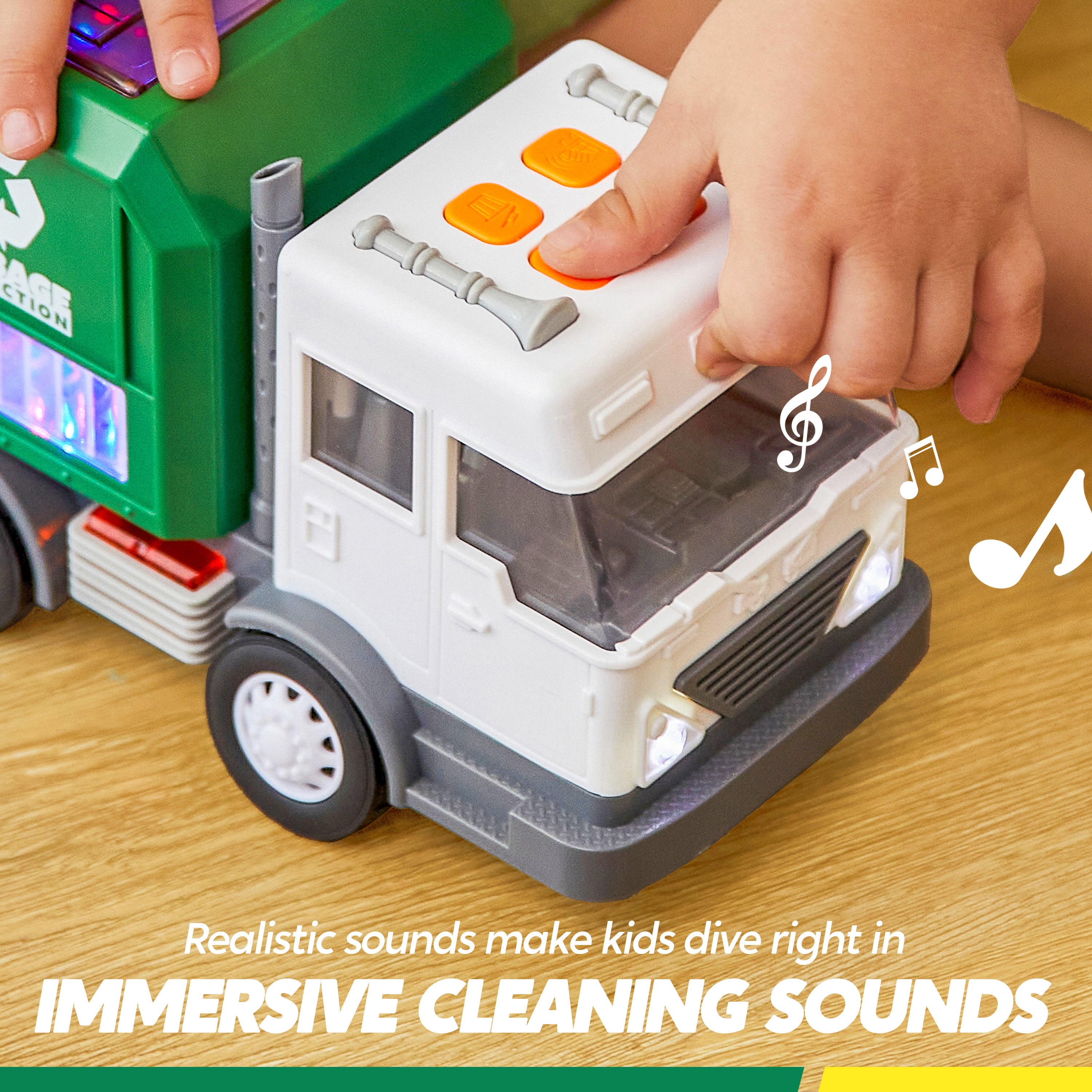 VROOMIX Interactive LED Garbage Truck Toy Set with Dumpster