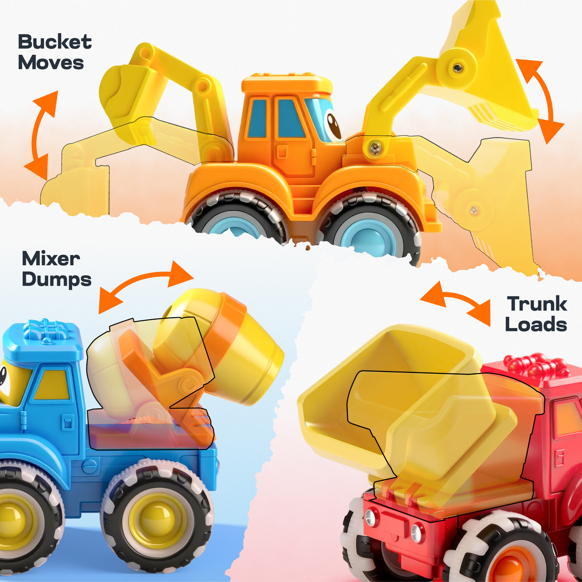 VROOMIX GlowRover 3 Pcs Construction Car Set