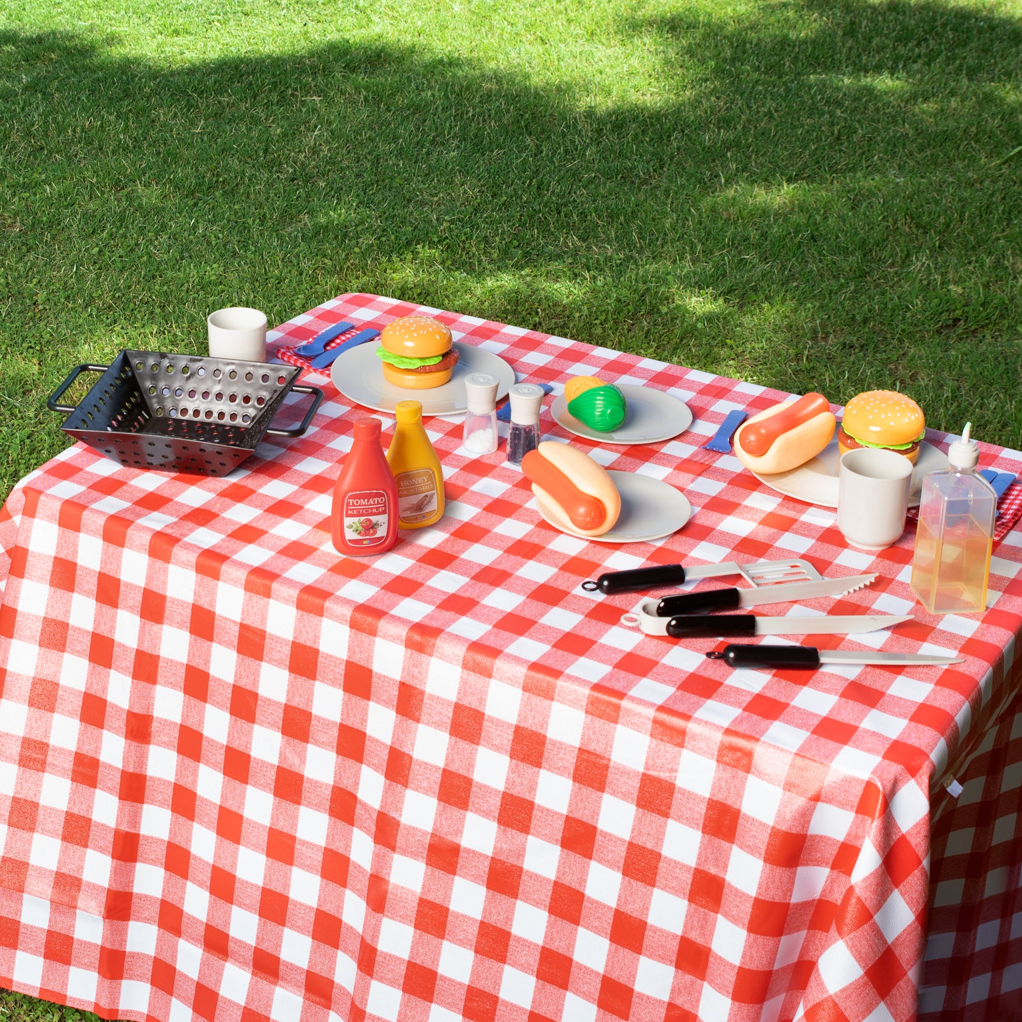 Play-Act 27-Piece Kids BBQ Grill & Play Food Set Ages 3+