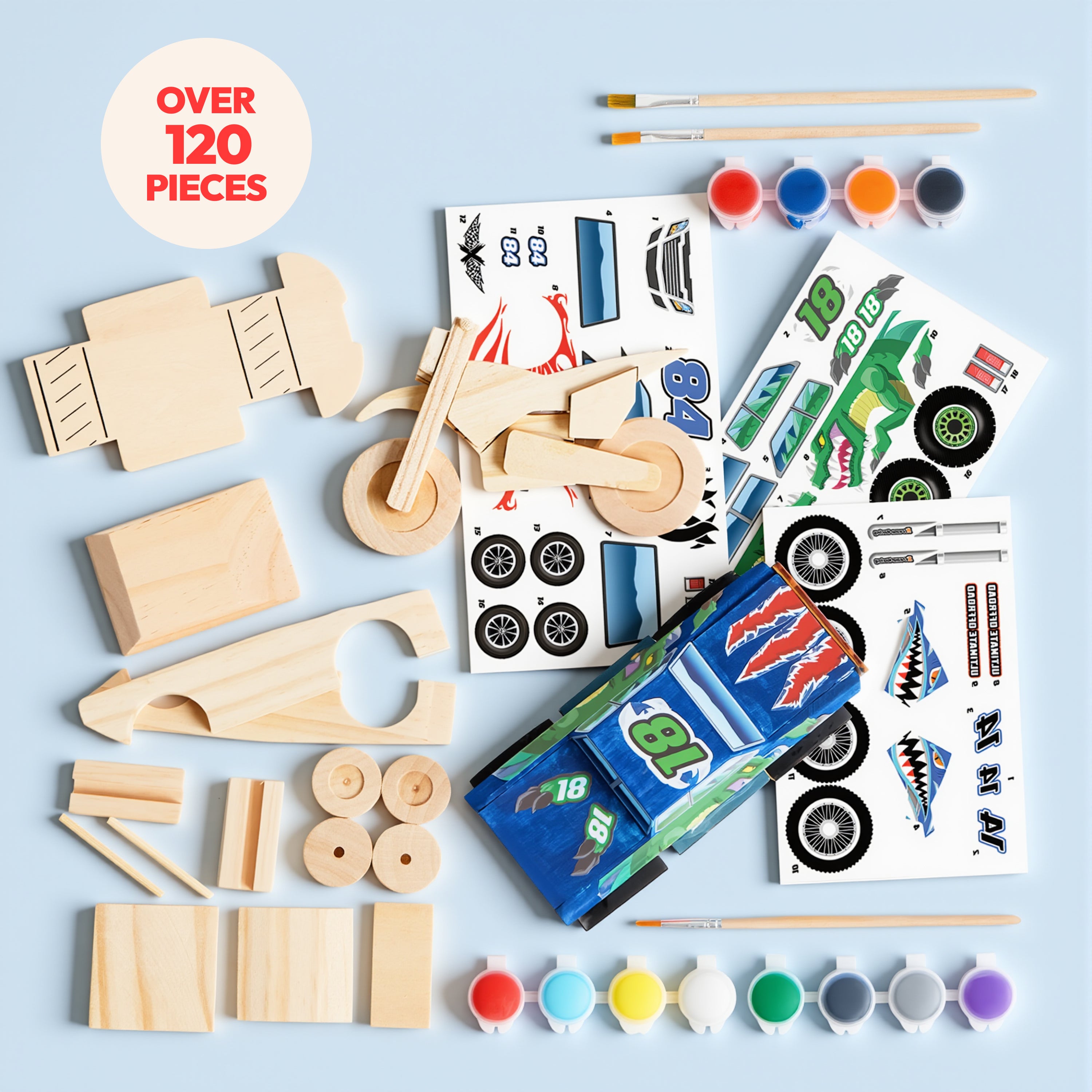 JOYIN Build & Paint Your Own Wooden Race Car Kit for Kids