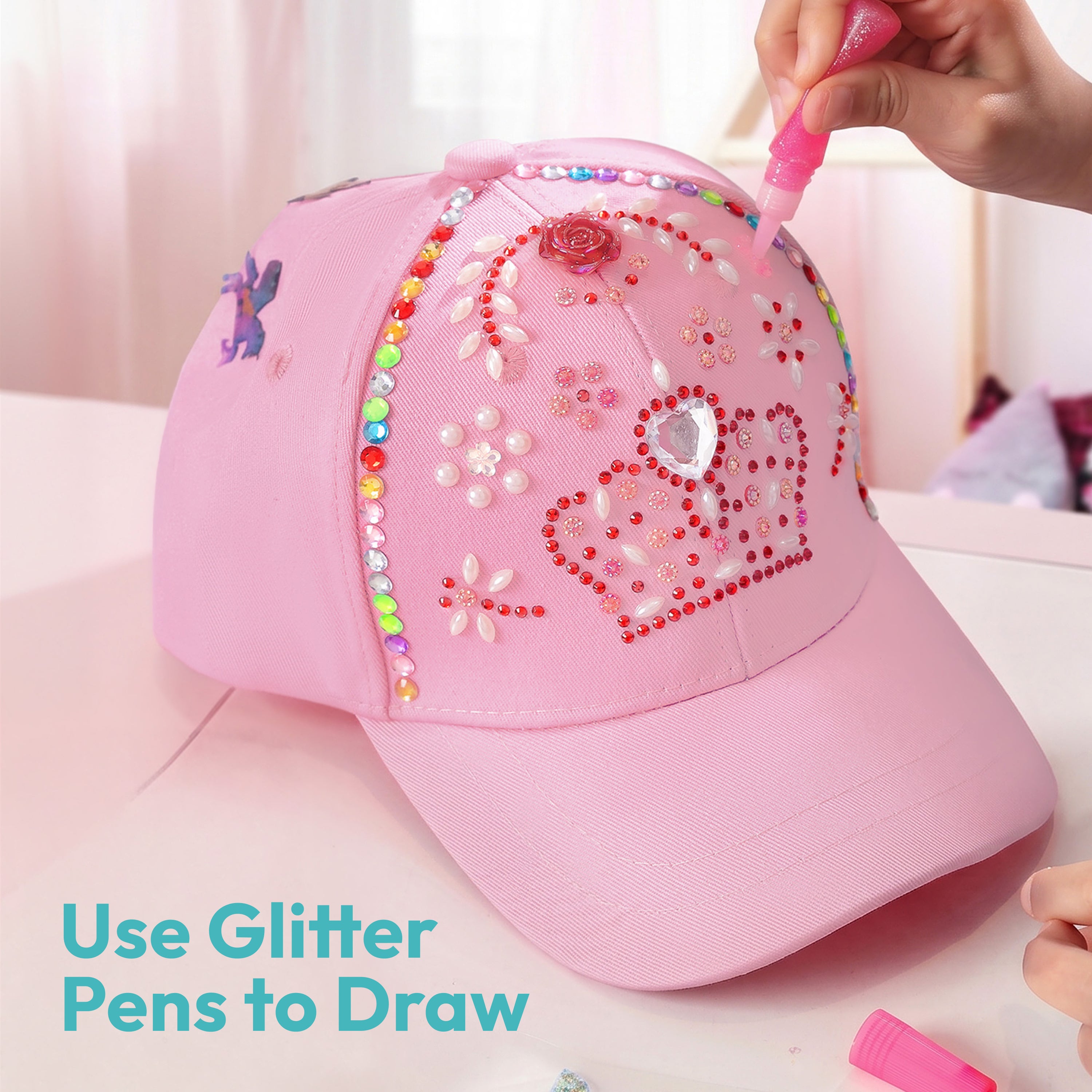 Klever Kits DIY Gem Art Sun Hat Kit for Girls Ages 6-12