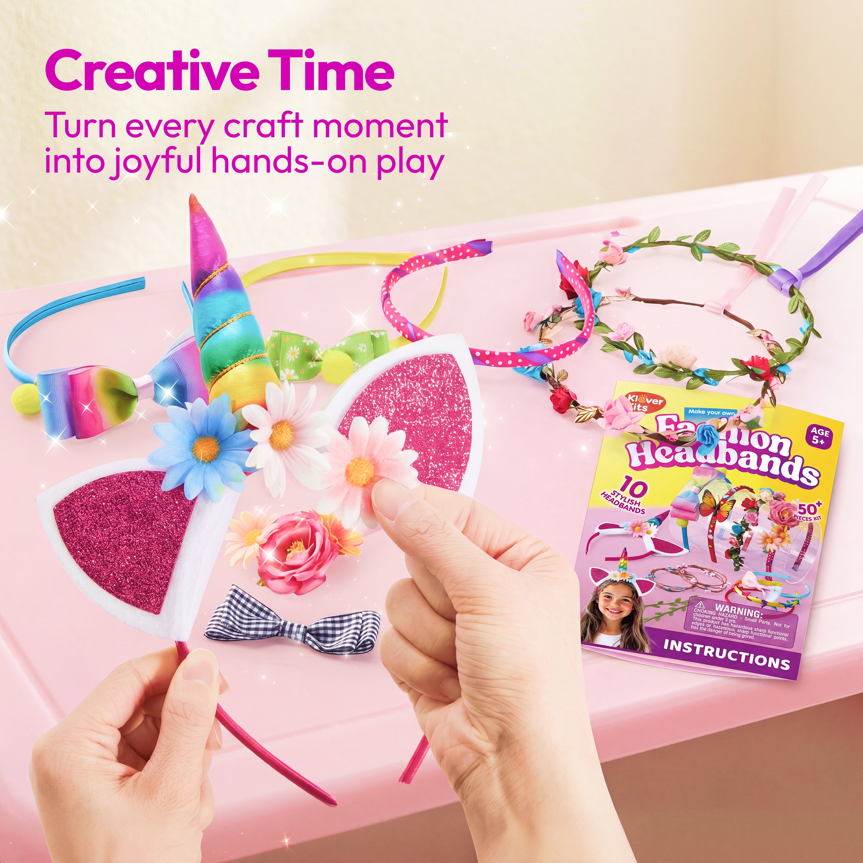 Klever Kits DIY Headband Making Craft Kit for Girls Ages 5-12