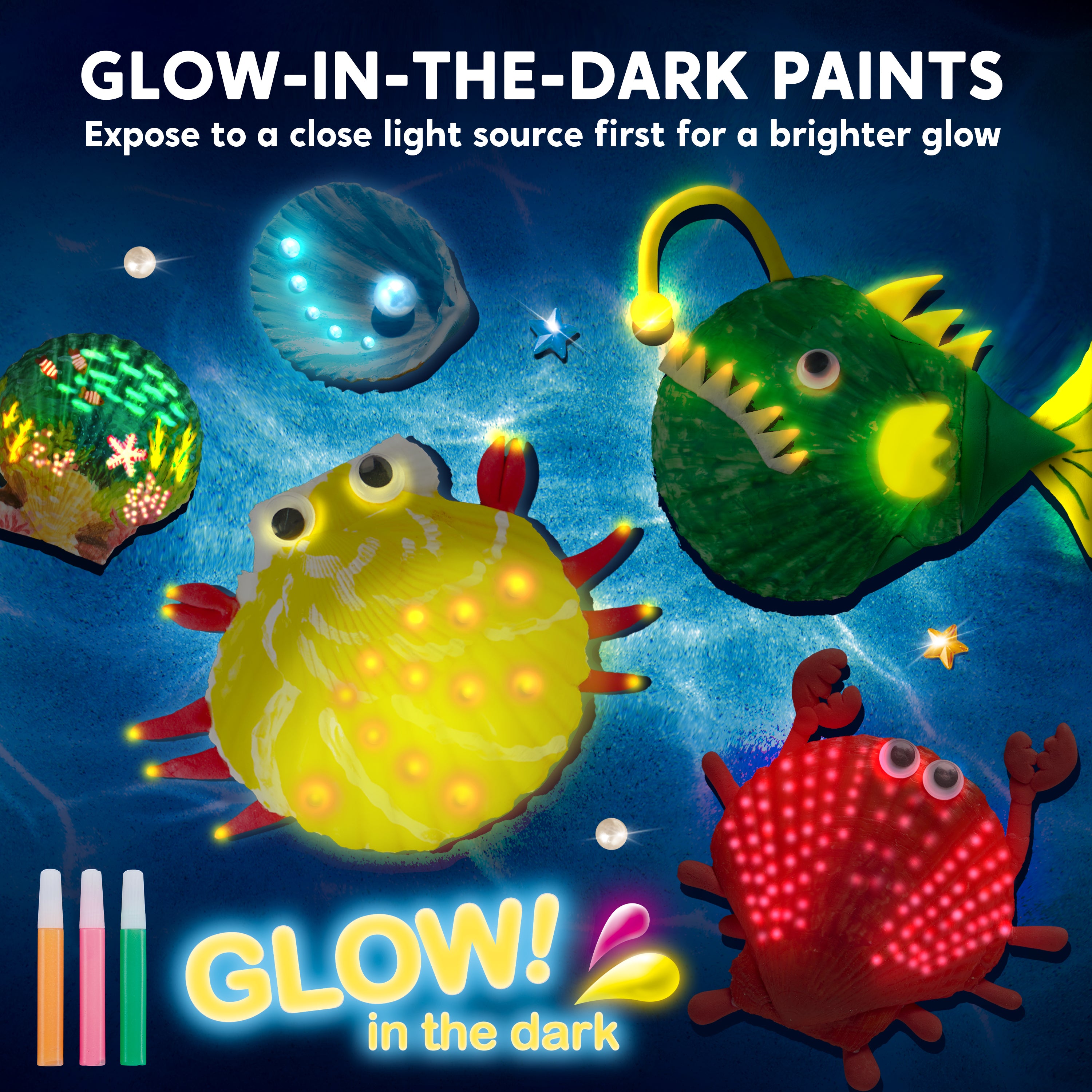Klever Kits Glow-in-the-Dark Sea Shell Paint Kit (12-Pack)