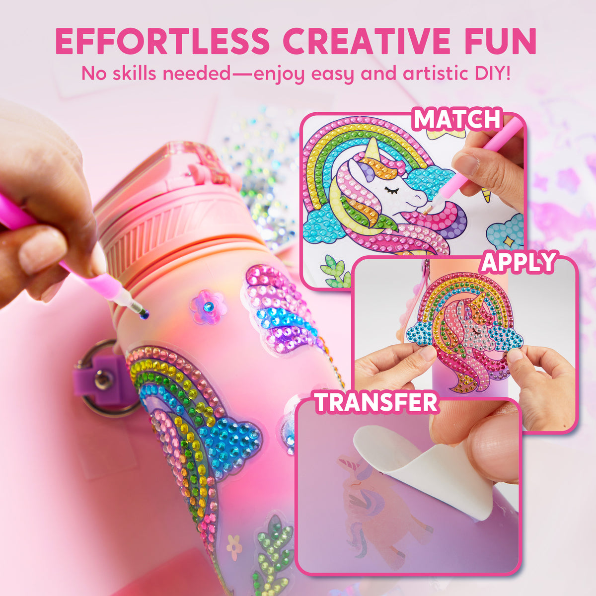Klever Kits Unicorn DIY Gem Diamond Water Bottle Craft Kit