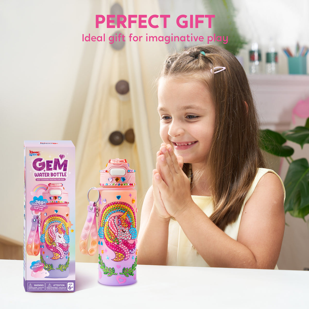 Klever Kits Unicorn DIY Gem Diamond Water Bottle Craft Kit
