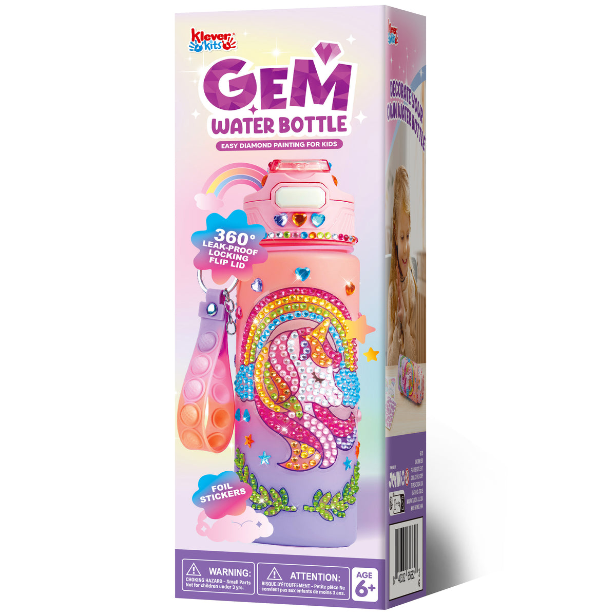 Klever Kits Unicorn DIY Gem Diamond Water Bottle Craft Kit