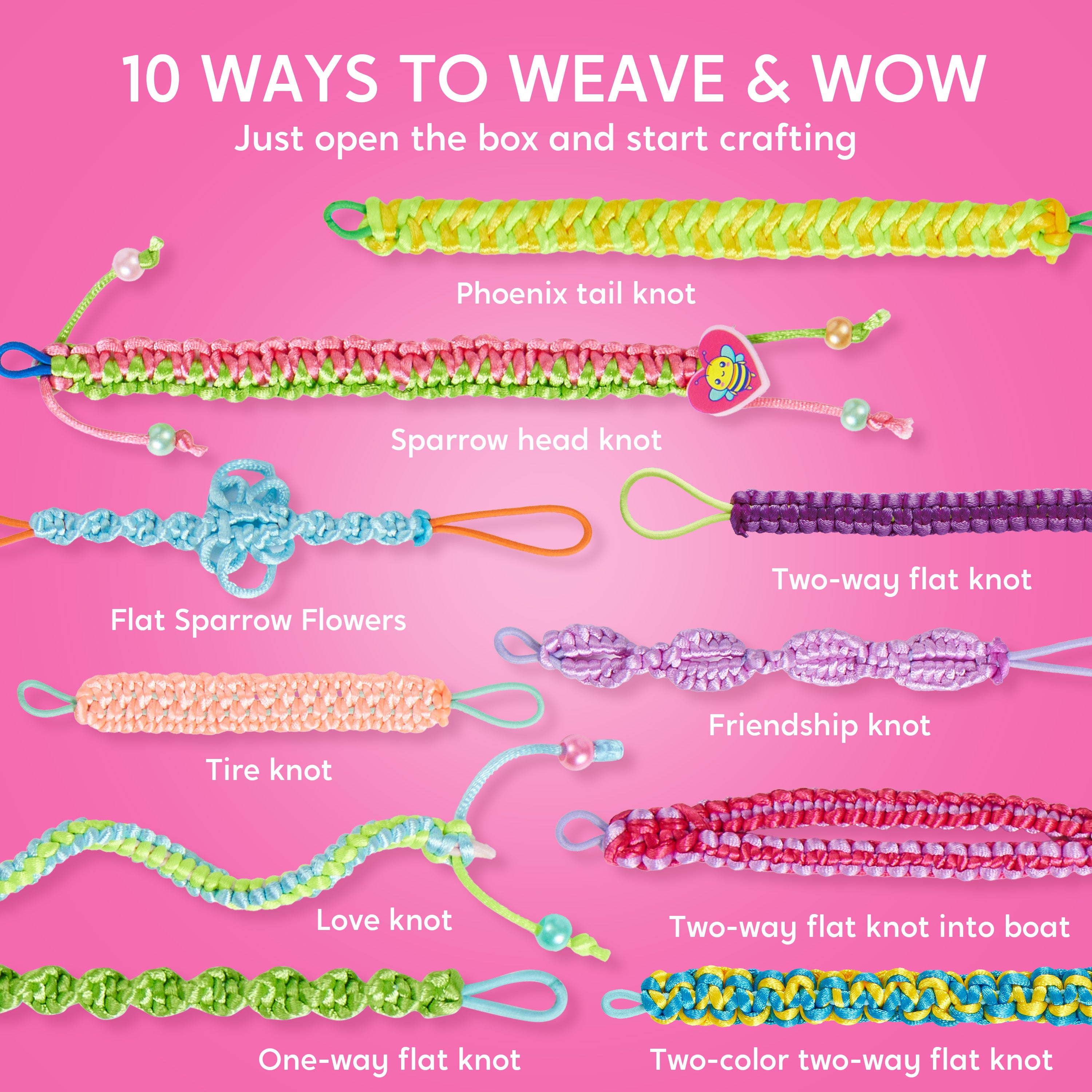 Klever Kits Friendship Bracelet Making Kit (10 Knot Styles)