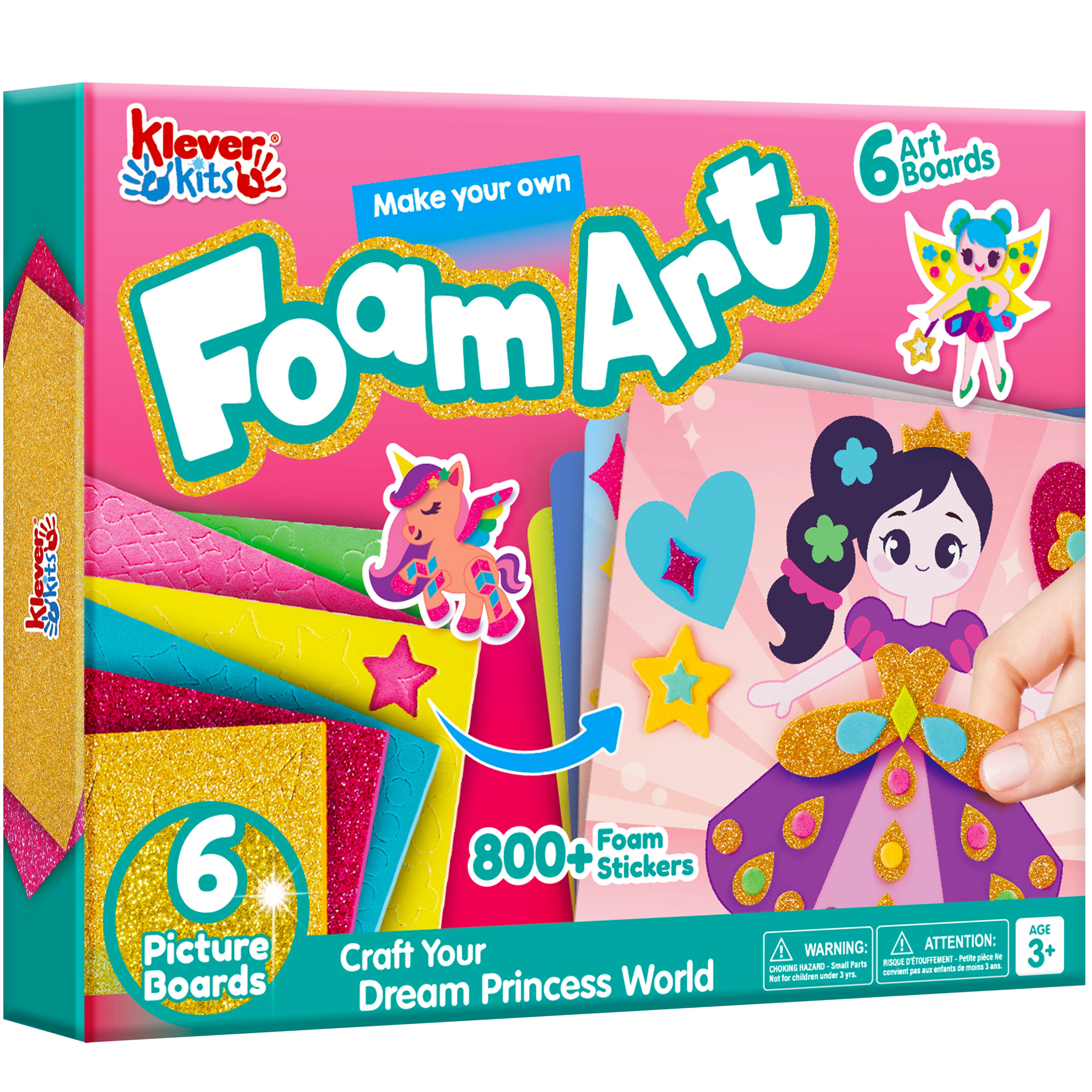 Klever Kits Unicorns & Princesses 3D Foam Sticker Art Kit (800+ Pcs)