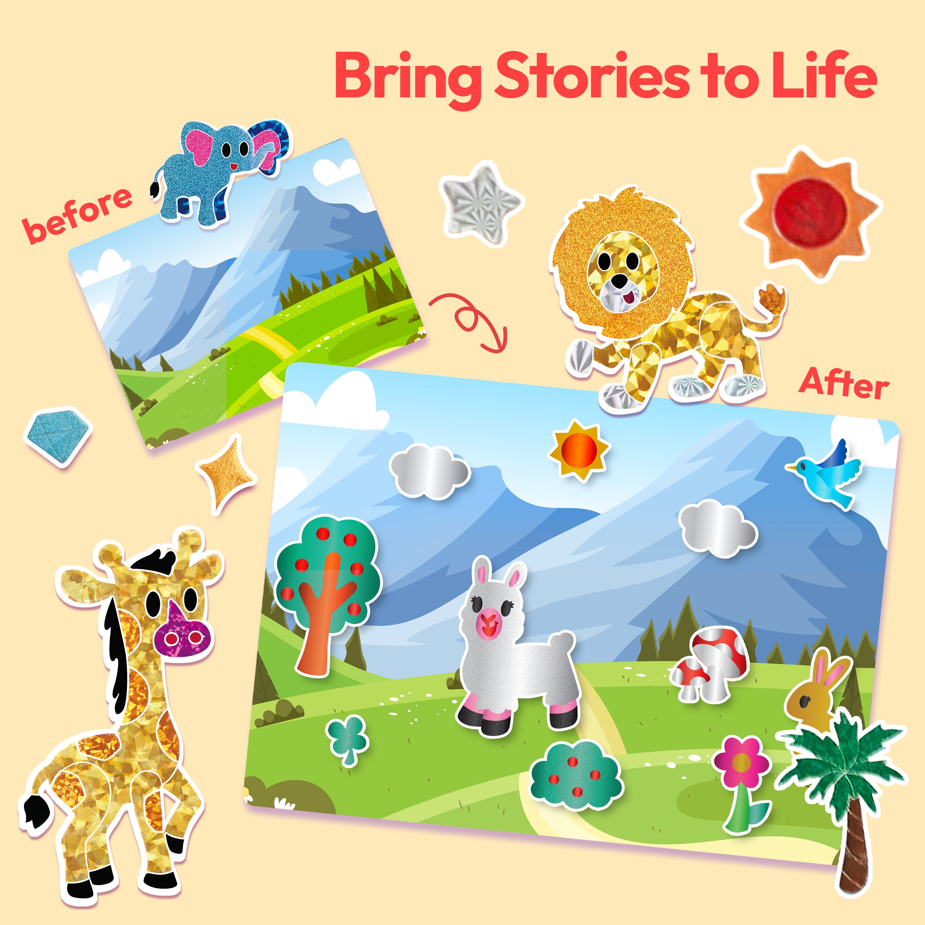 Klever Kits No-Mess Animal Foil Art & Sticker Activity Kit