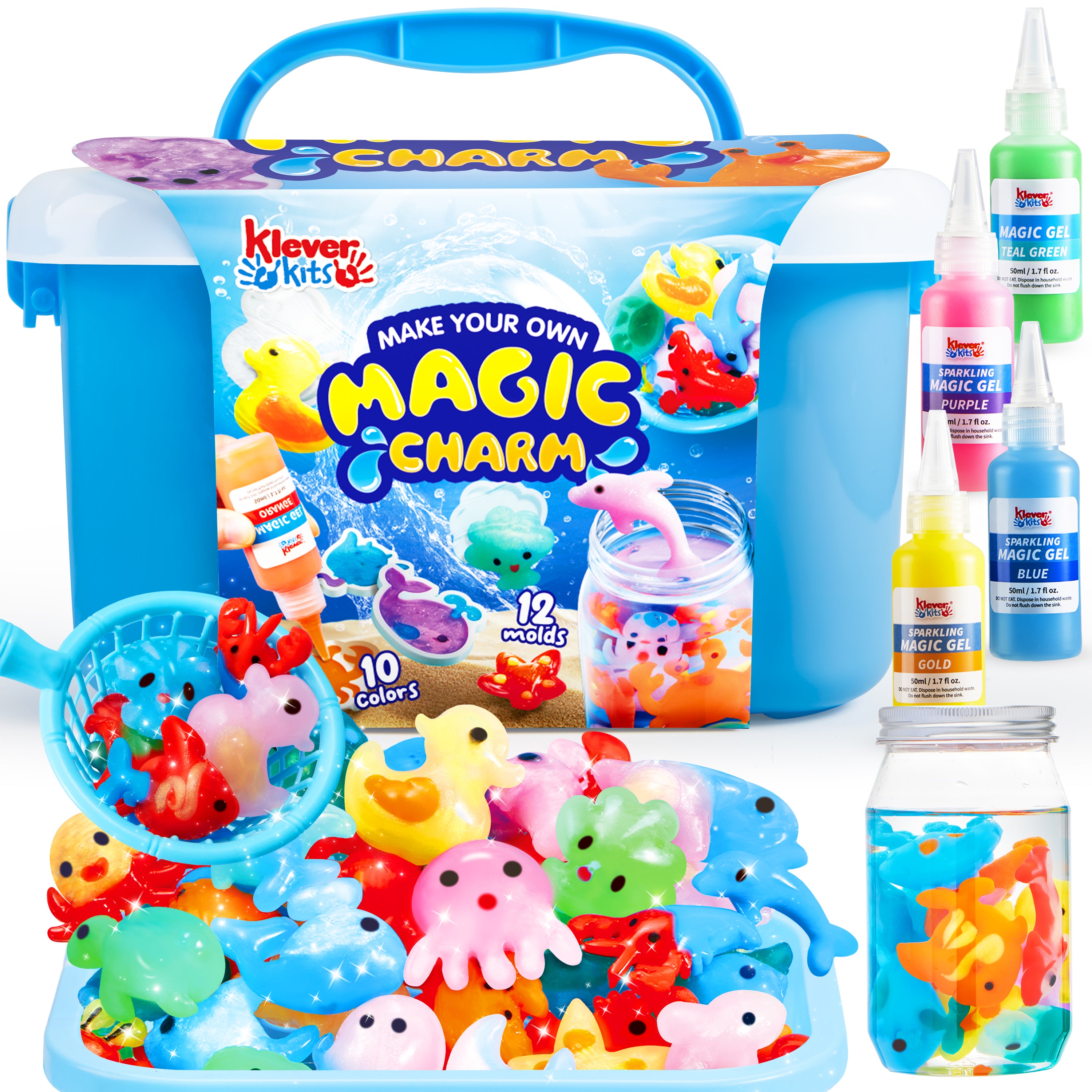 Klever Kits Magic Water Gel Toy Kit with Molds (10-Gel Pack)