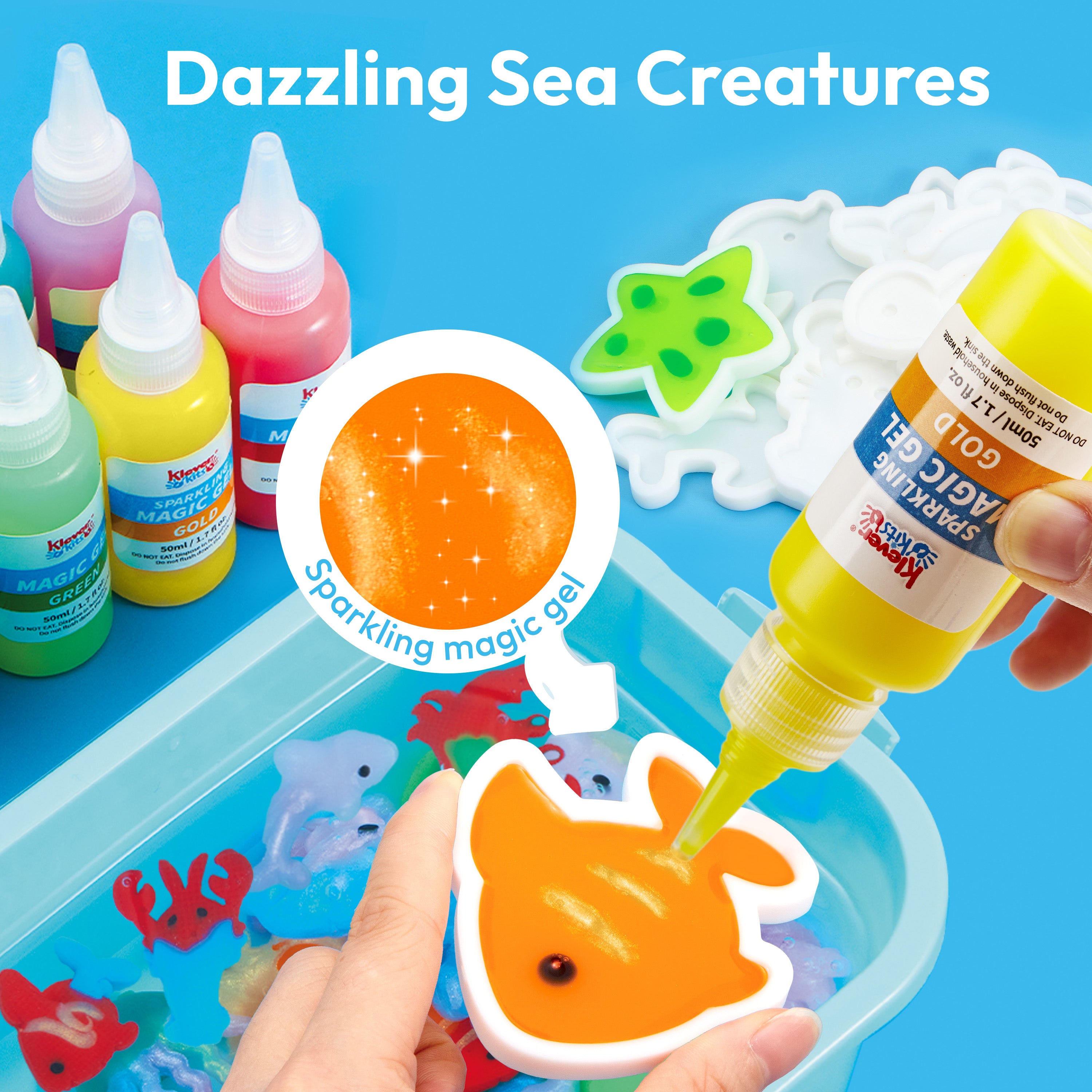 Klever Kits Magic Water Gel Toy Kit with Molds (10-Gel Pack)