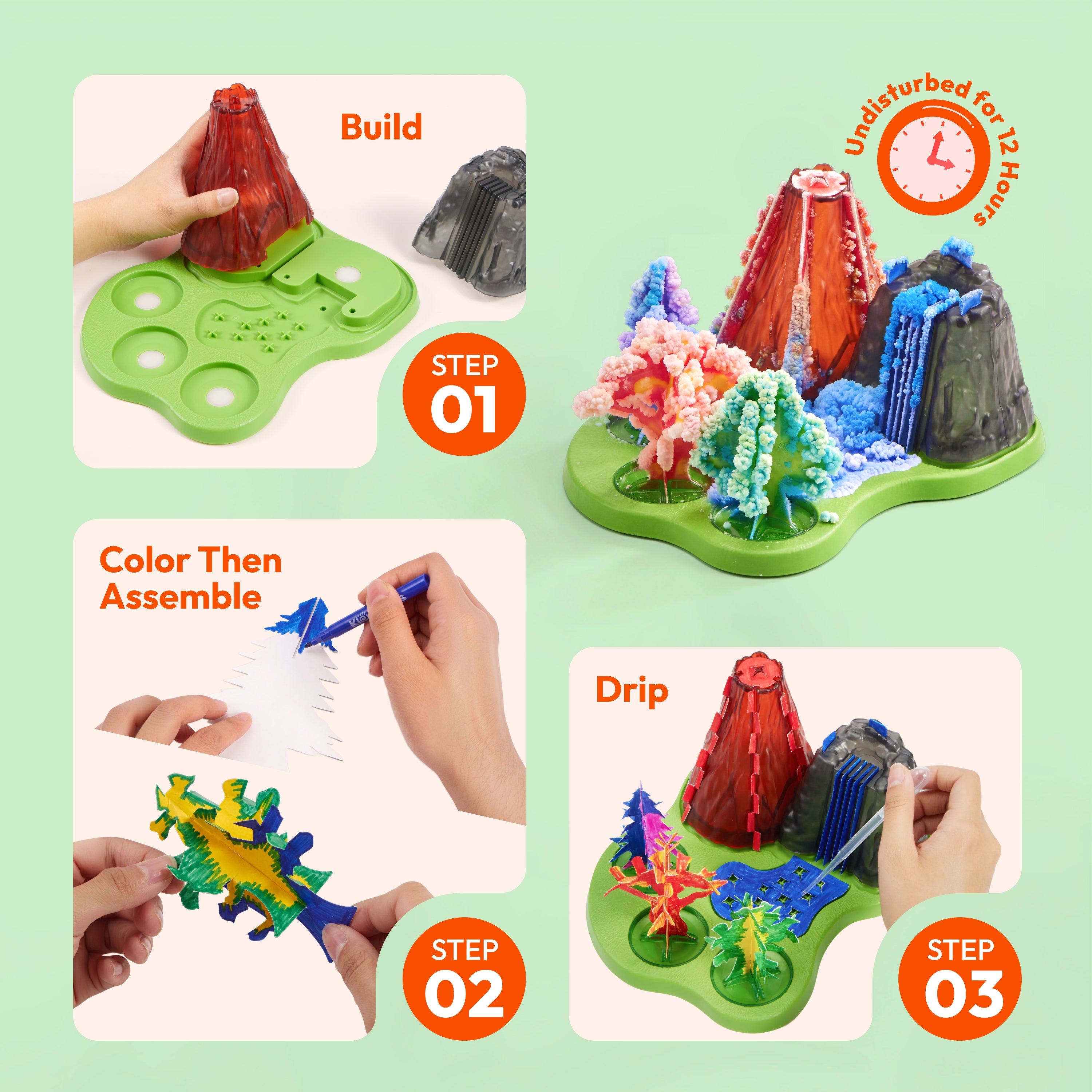 Klever Kits Crystal Land Growing Lab with Light-Up Display Base