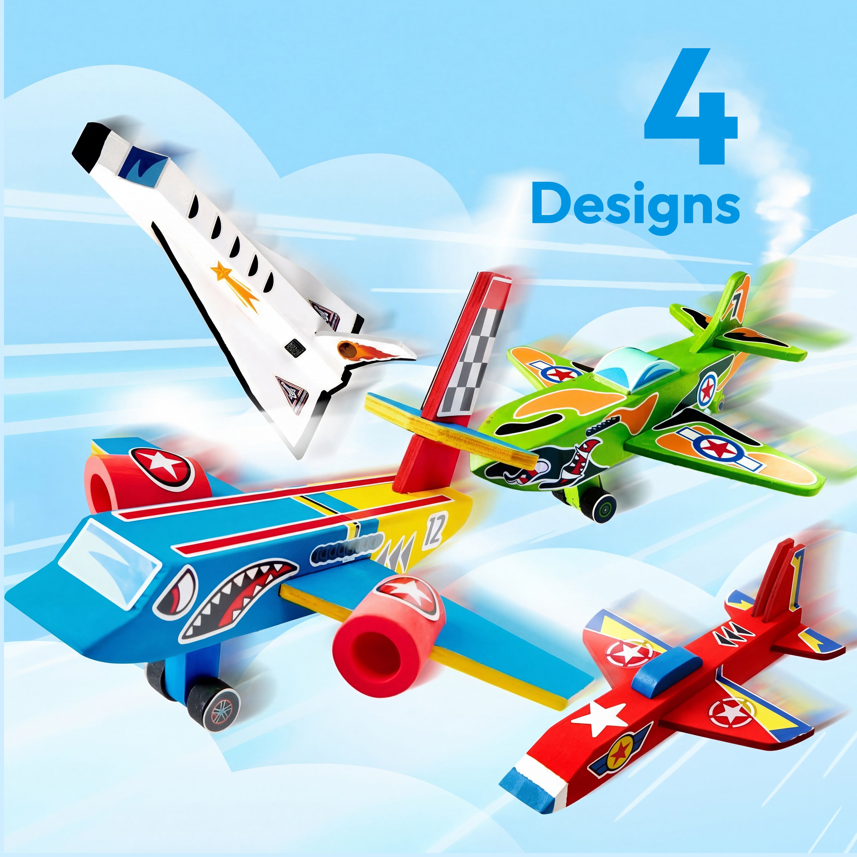 Klever Kits Build & Paint Wooden Airplane Kit (4 Pack)