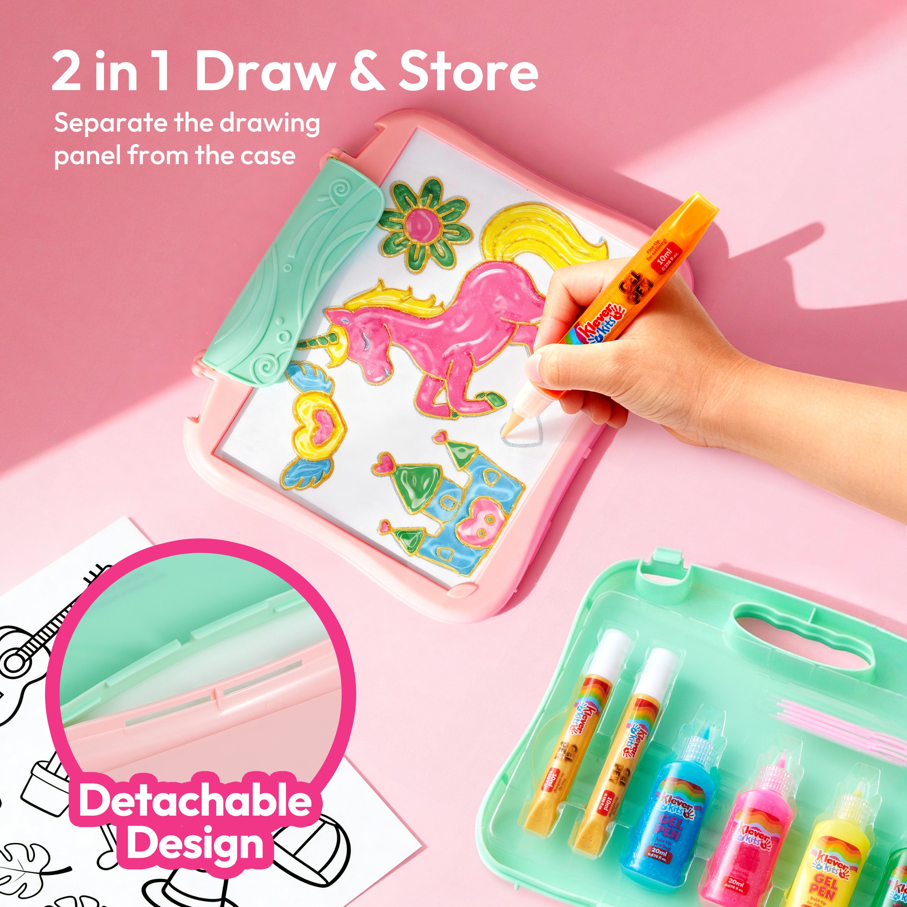 Klever Kits Gel Art Drawing Board & Window Clings Kit