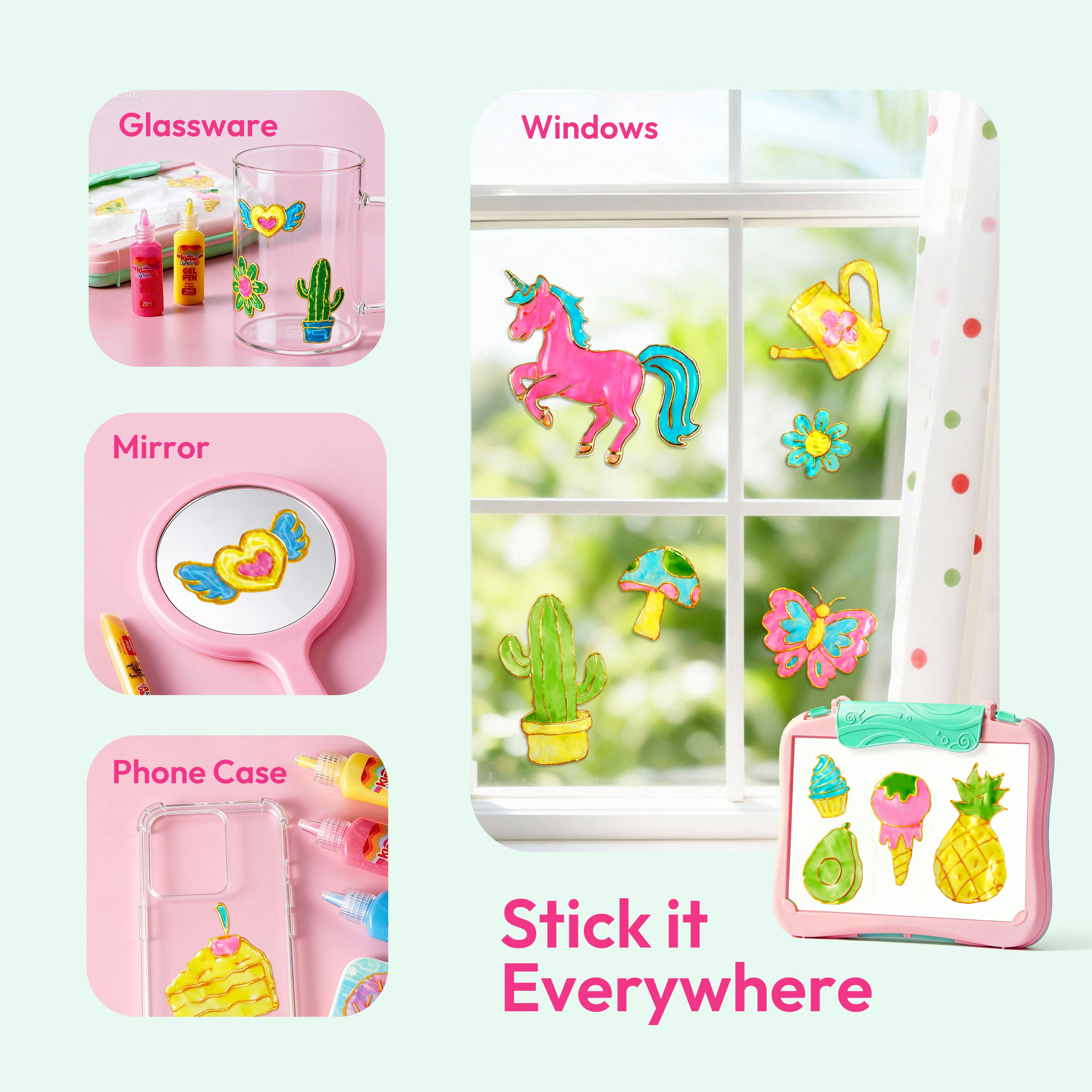 Klever Kits Gel Art Drawing Board & Window Clings Kit