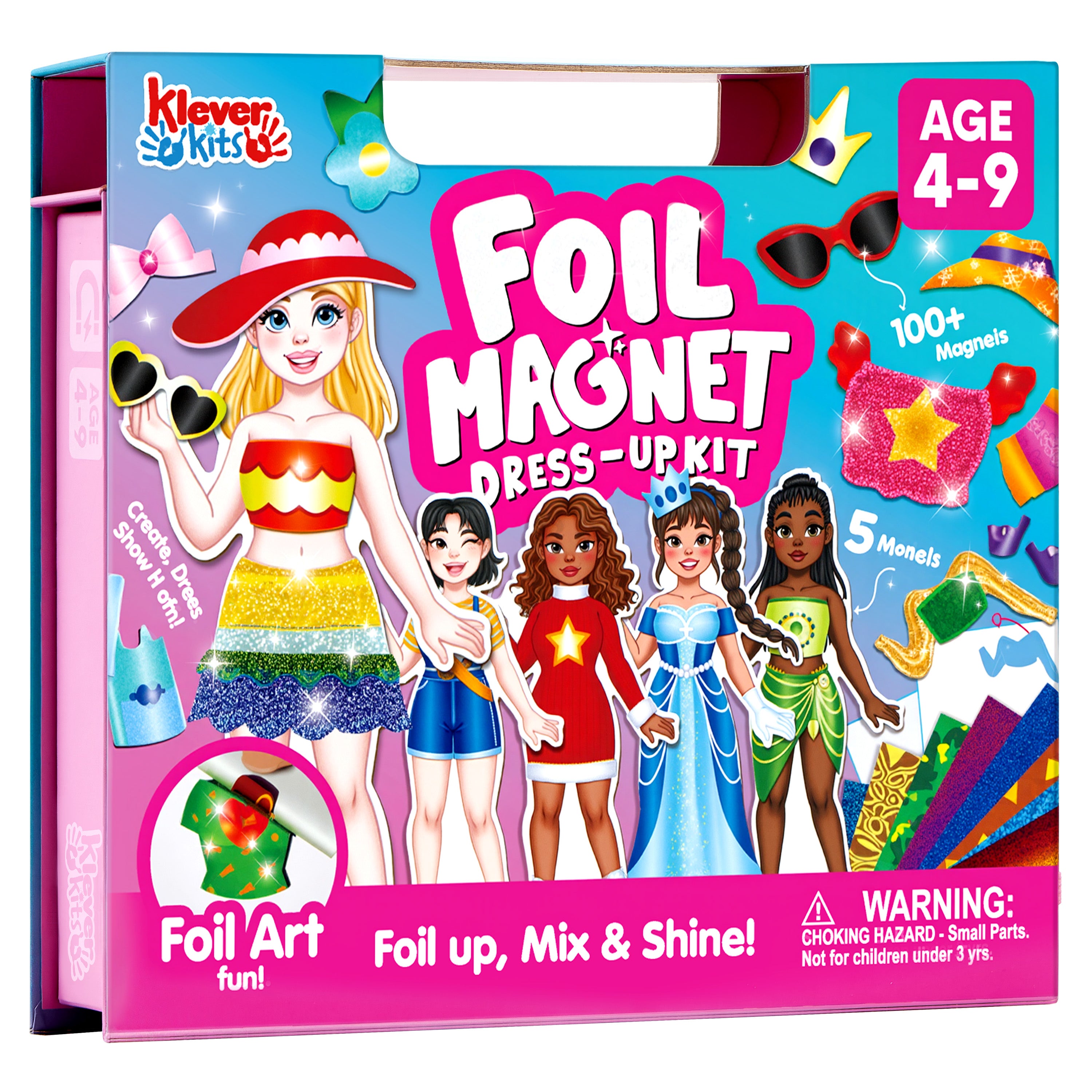 Klever Kits 2-in-1 Foil Art & Magnetic Dress-Up Doll Set