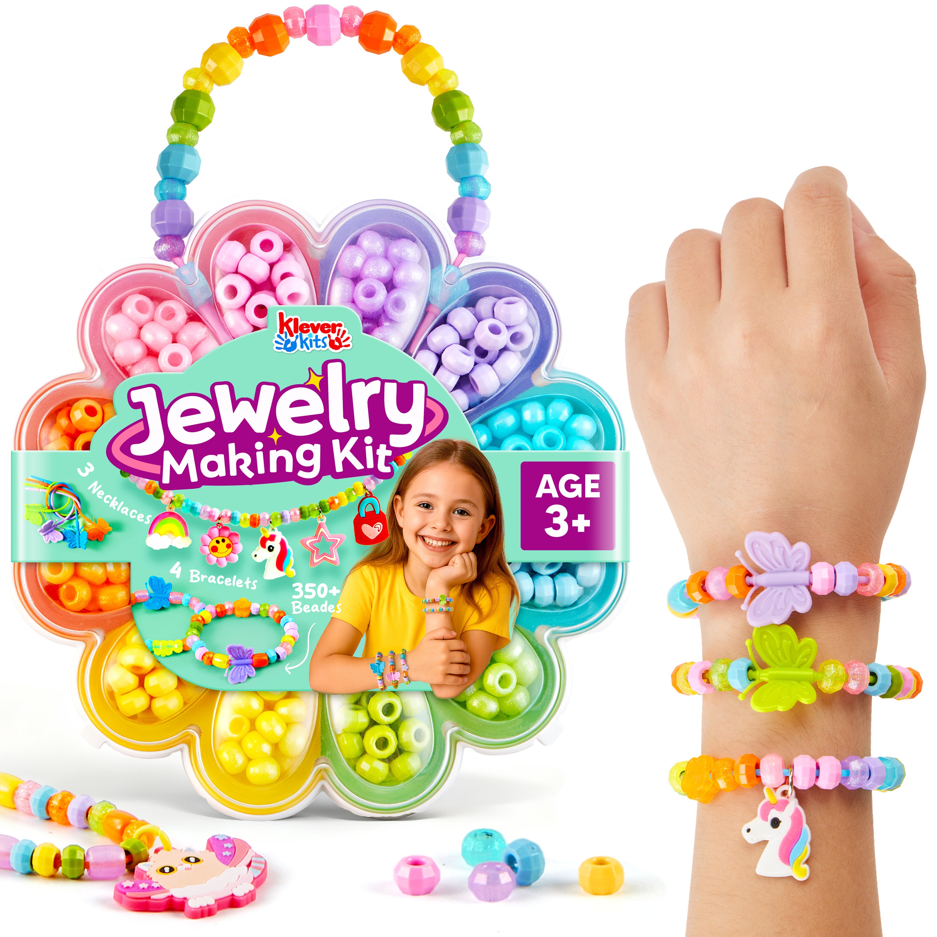 Klever Kits Flower Storage Bracelet Making Kit (350+ Pcs)
