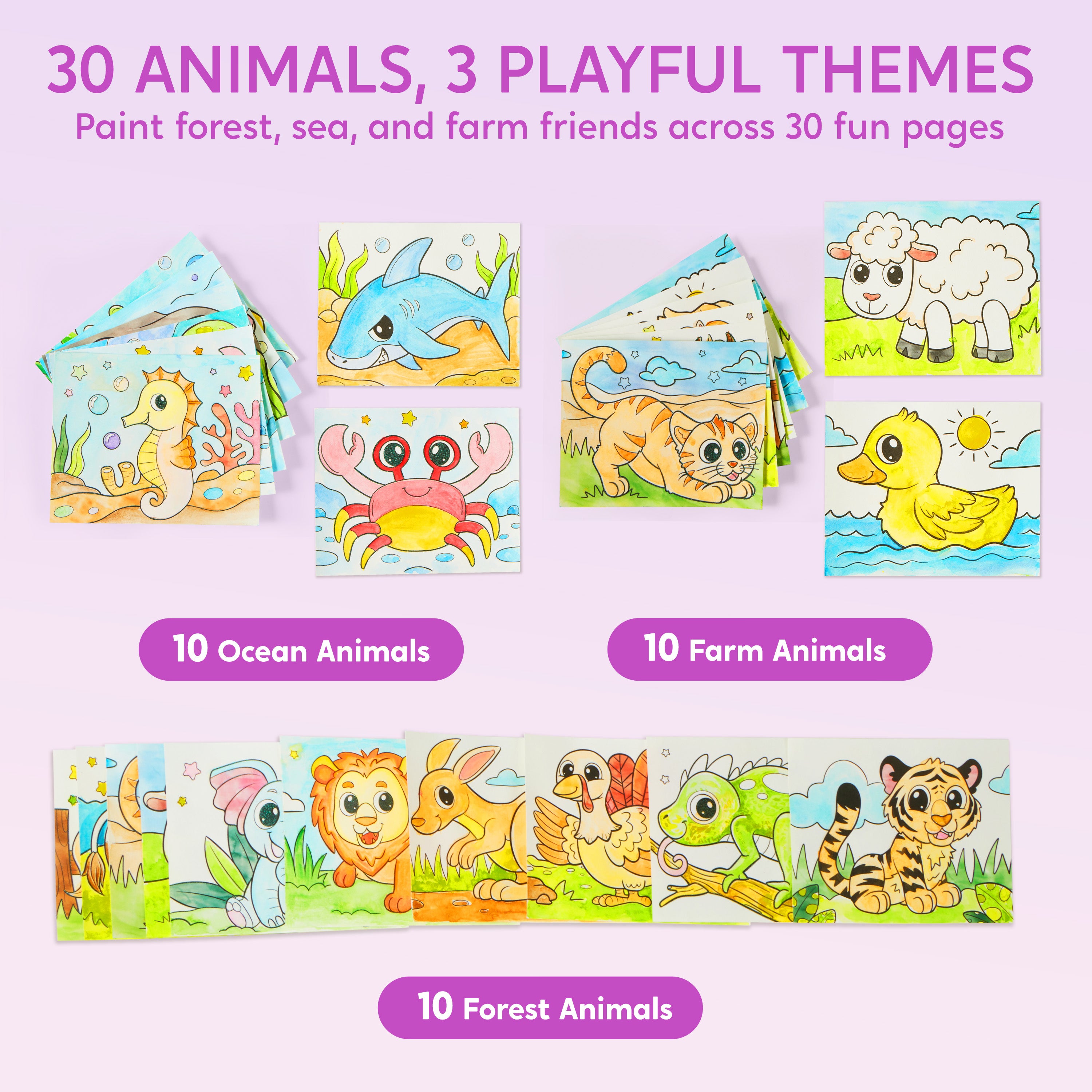 Klever Kits Glow-in-the-Dark Mess-Free Paint with Water Books (3-Pack)