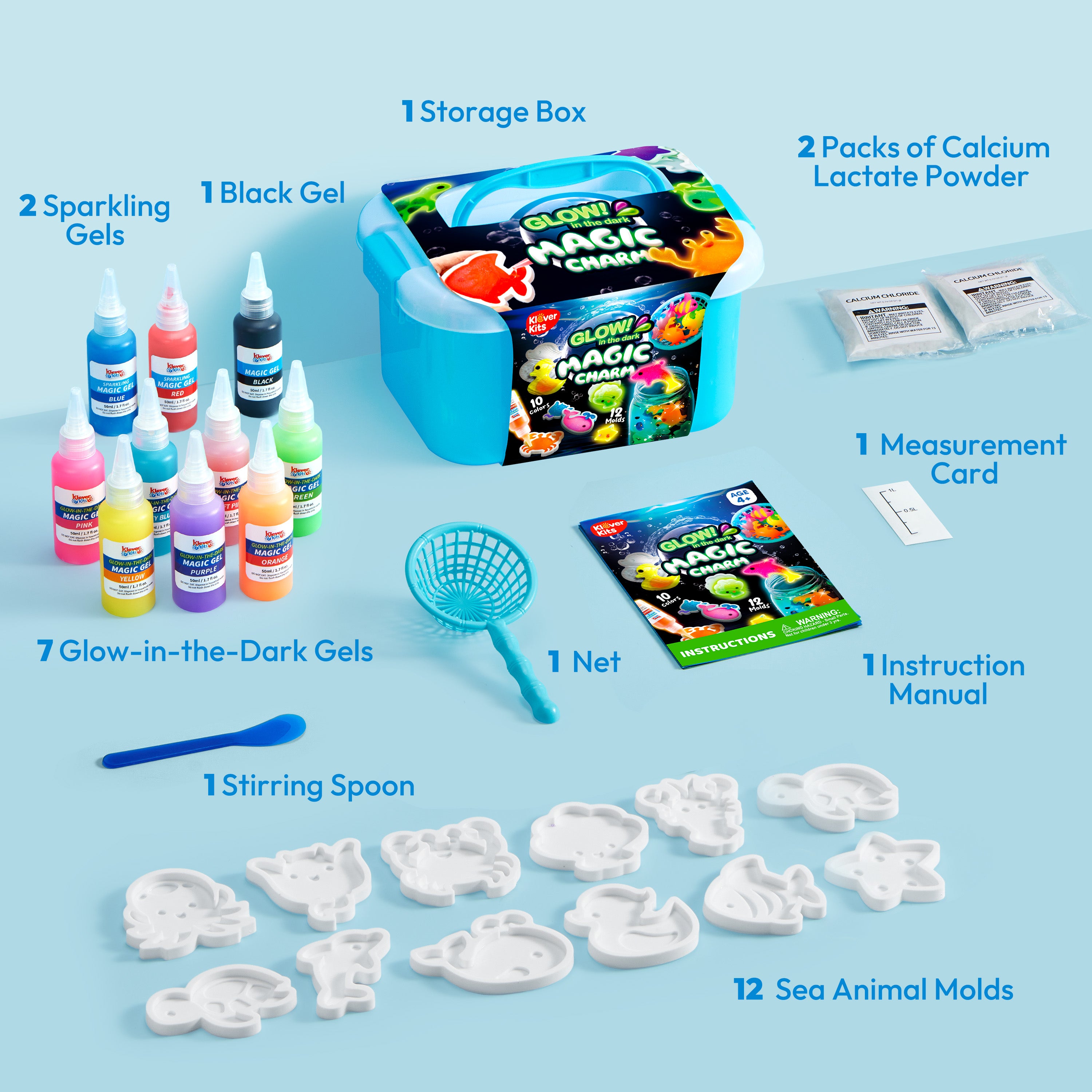 Klever Kits Glow Water Gel Toy Kit with Molds (10-Pack)