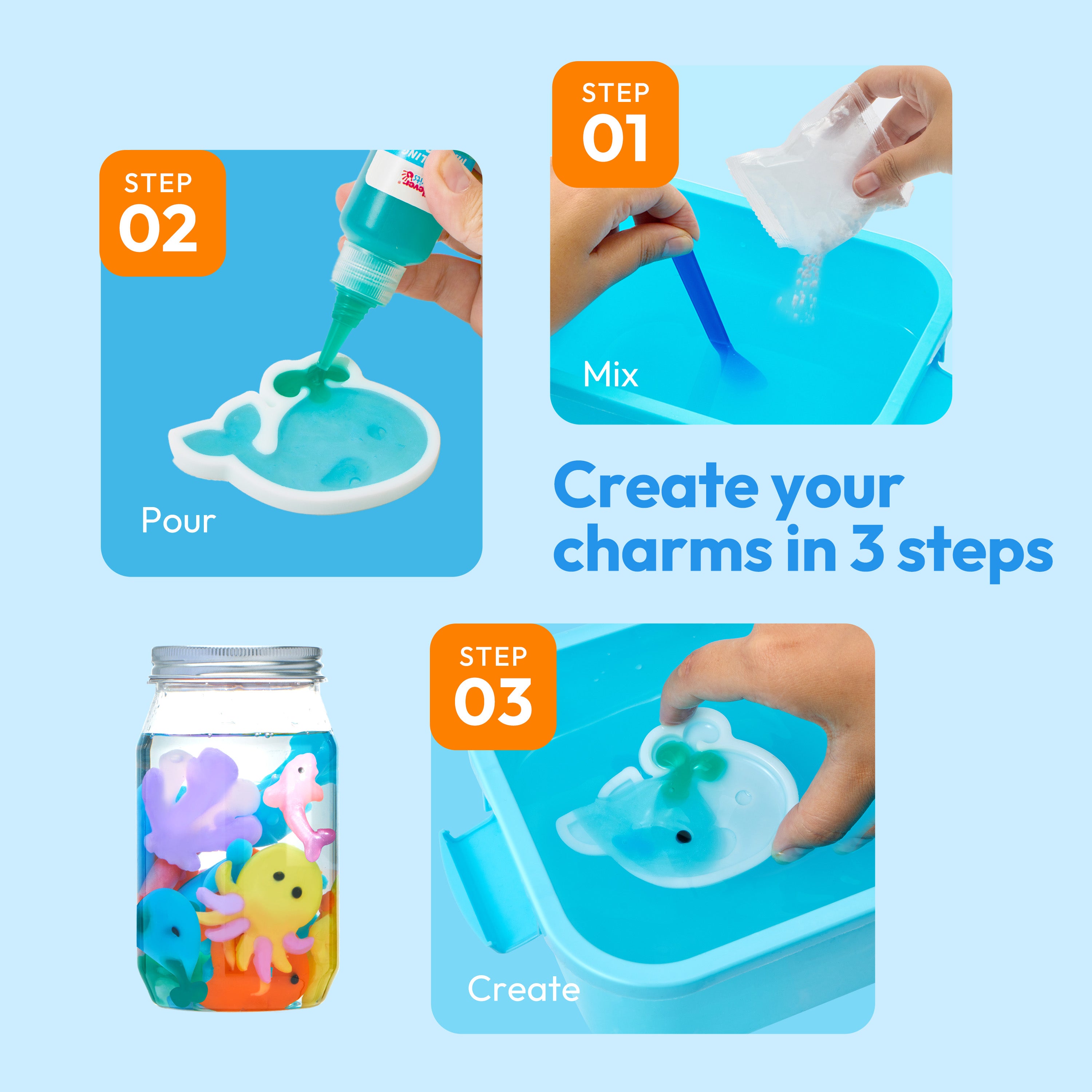 Klever Kits Glow Water Gel Toy Kit with Molds (10-Pack)