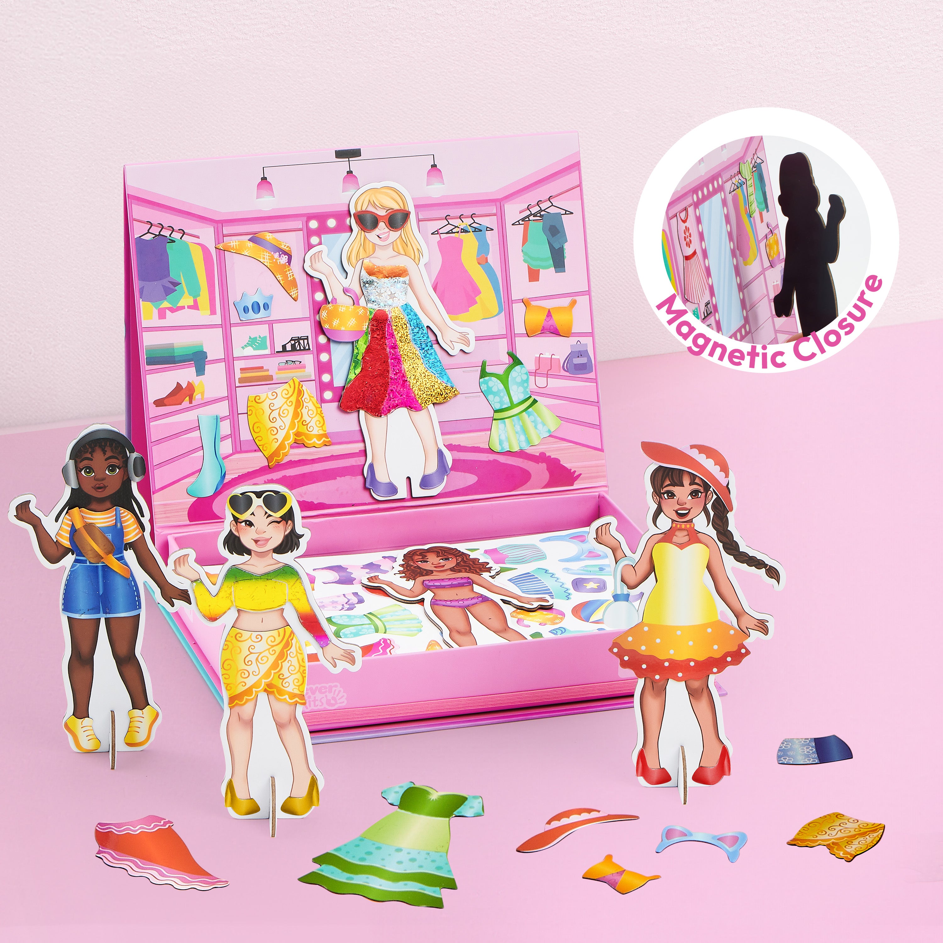 Klever Kits 2-in-1 Foil Art & Magnetic Dress-Up Doll Set