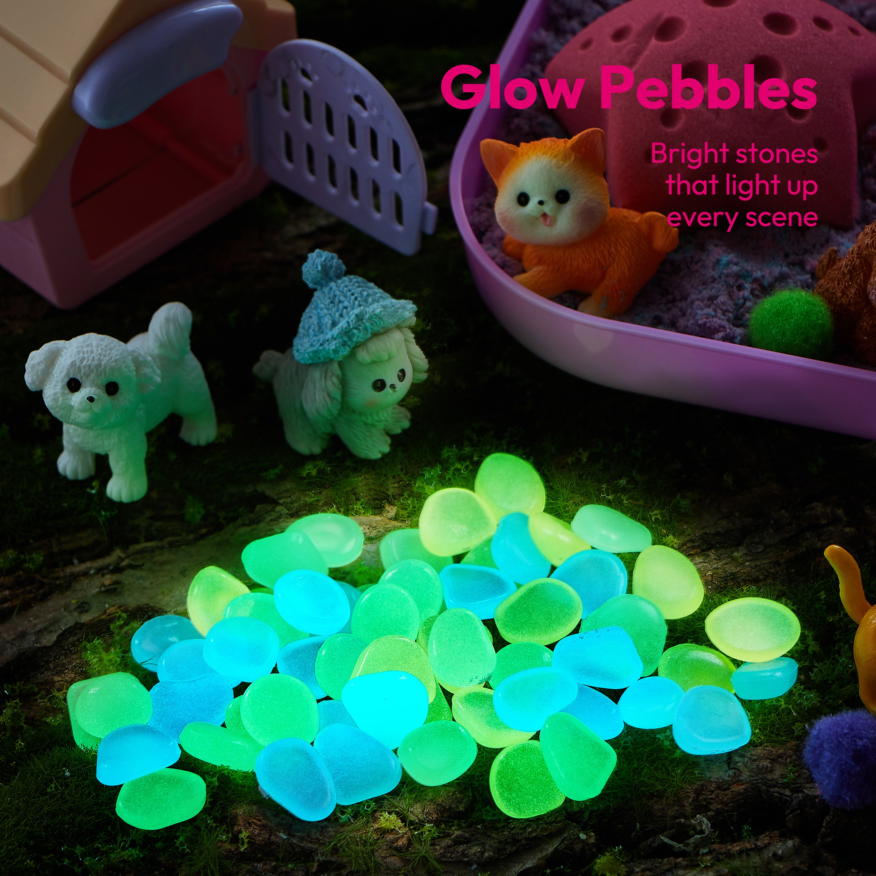 Klever Kits Cute Pet Sensory Bin with Glow Stones Age 3+