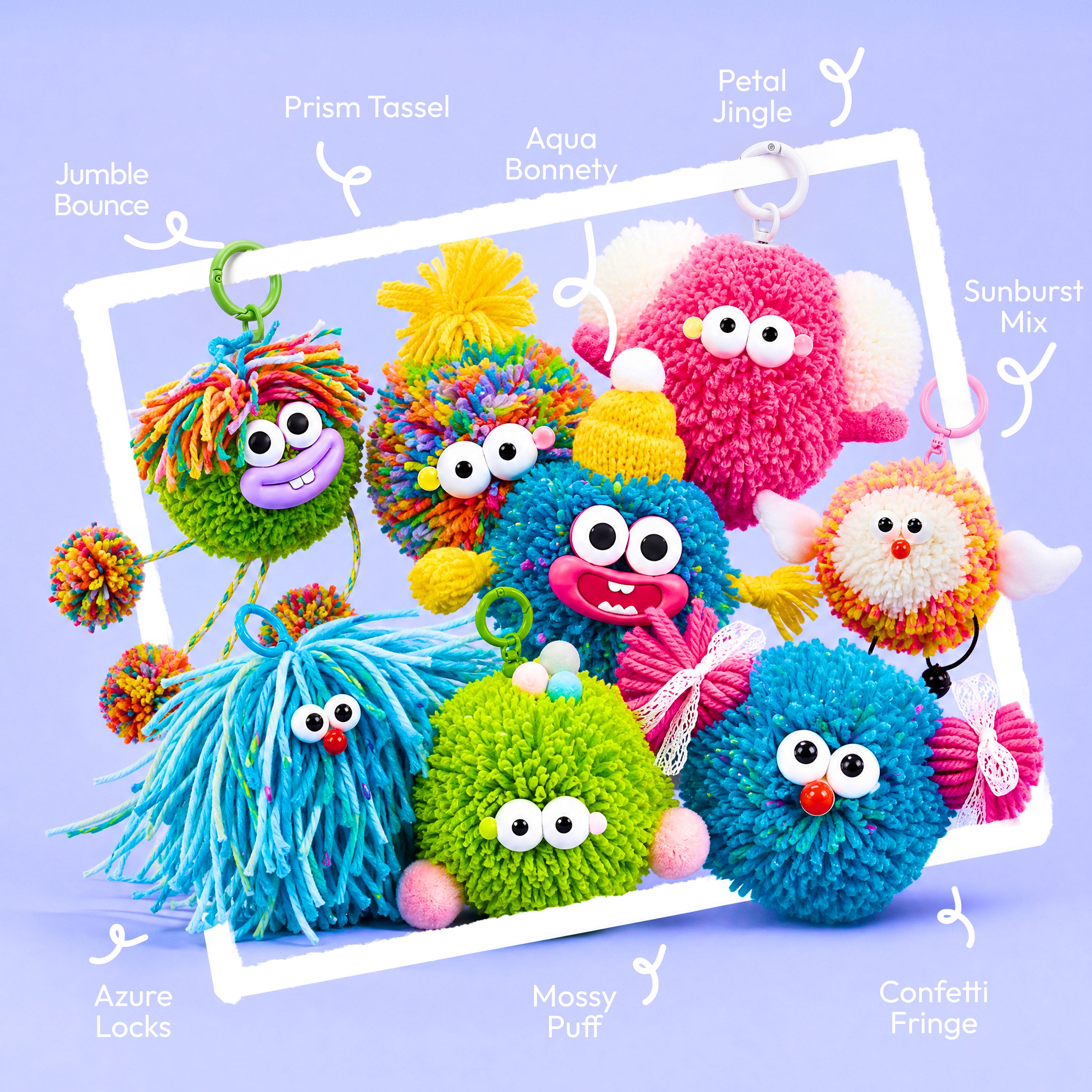 Klever Kits DIY Pom Pom Monster Keychain Kit Ages 4+