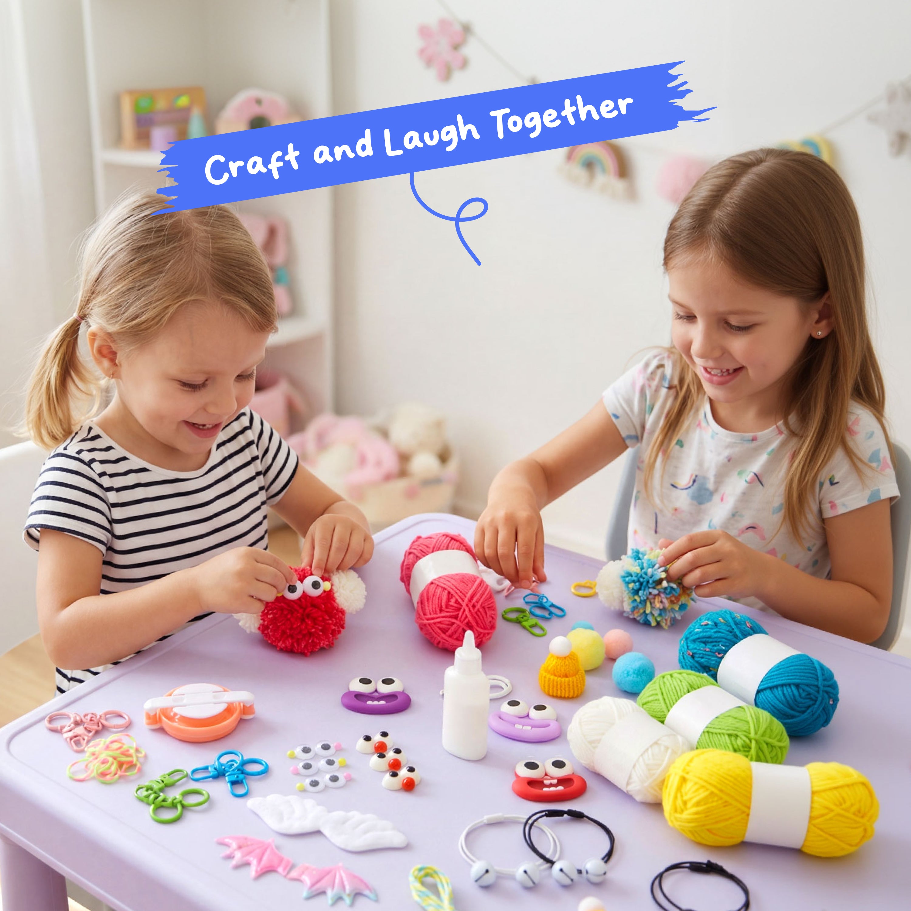 Klever Kits DIY Pom Pom Monster Keychain Kit Ages 4+
