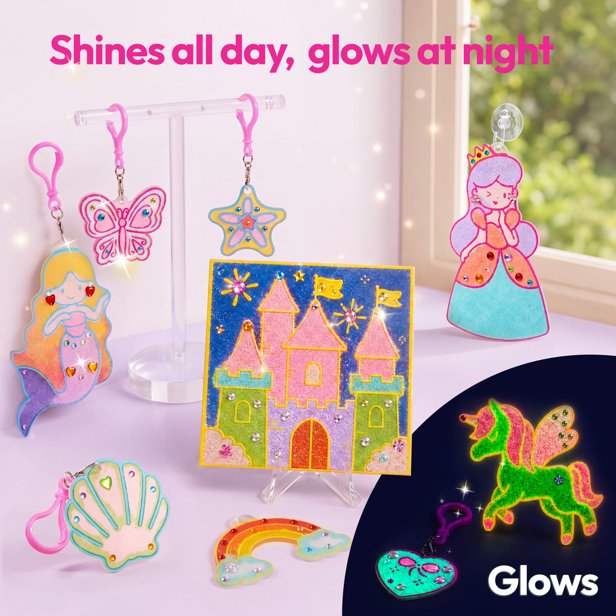 Klever Kits Glow-in-the-Dark Sand Art Activity Set (9 Bottles)