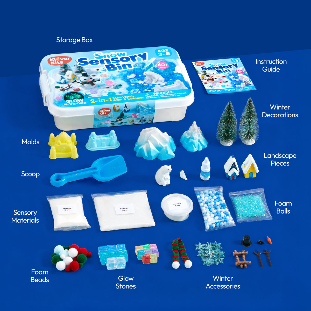 Klever Kits Thyle Winter Sensory Bin - Polar Animals Christmas Counting Toy