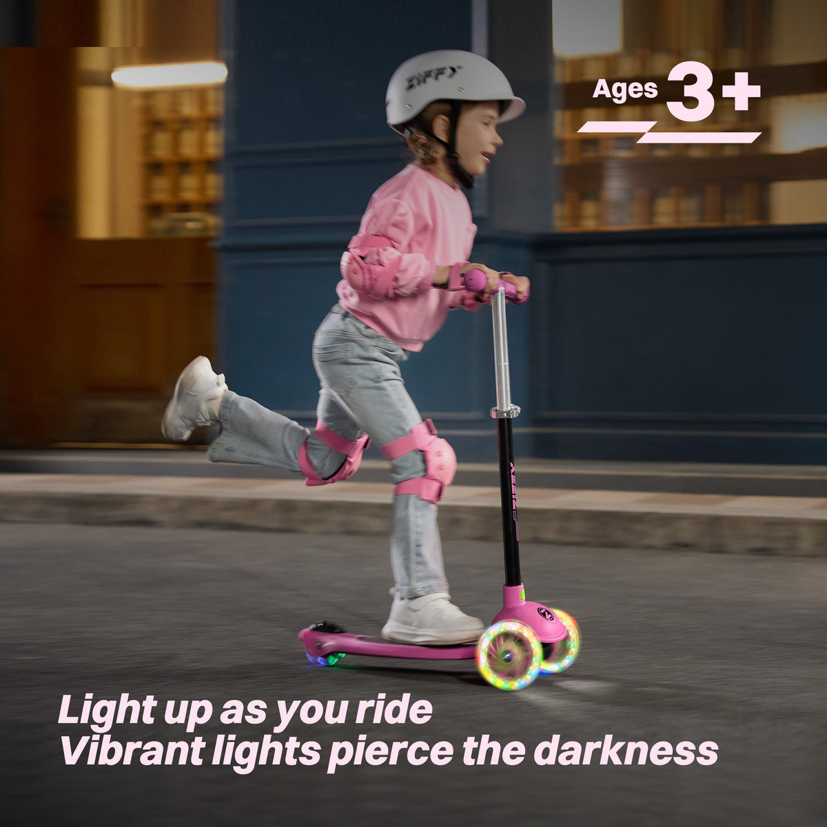 JOVA-ZIFFY 3 Wheel Scooter for Kids 3-5 - LED Light-Up Wheels, Red