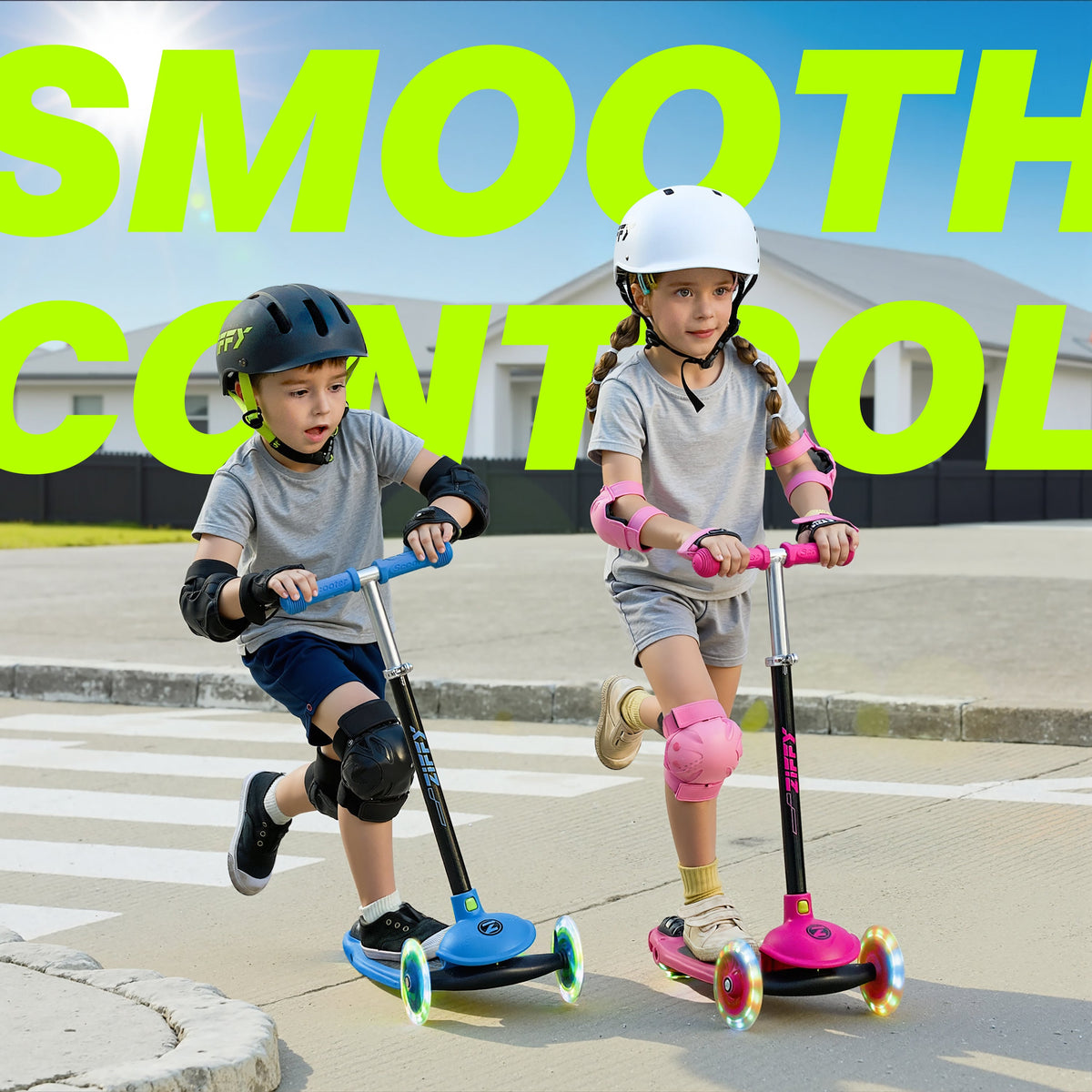 JOVA-ZIFFY 3 Wheel Scooter for Kids 3-5 - LED Light-Up Wheels, Red