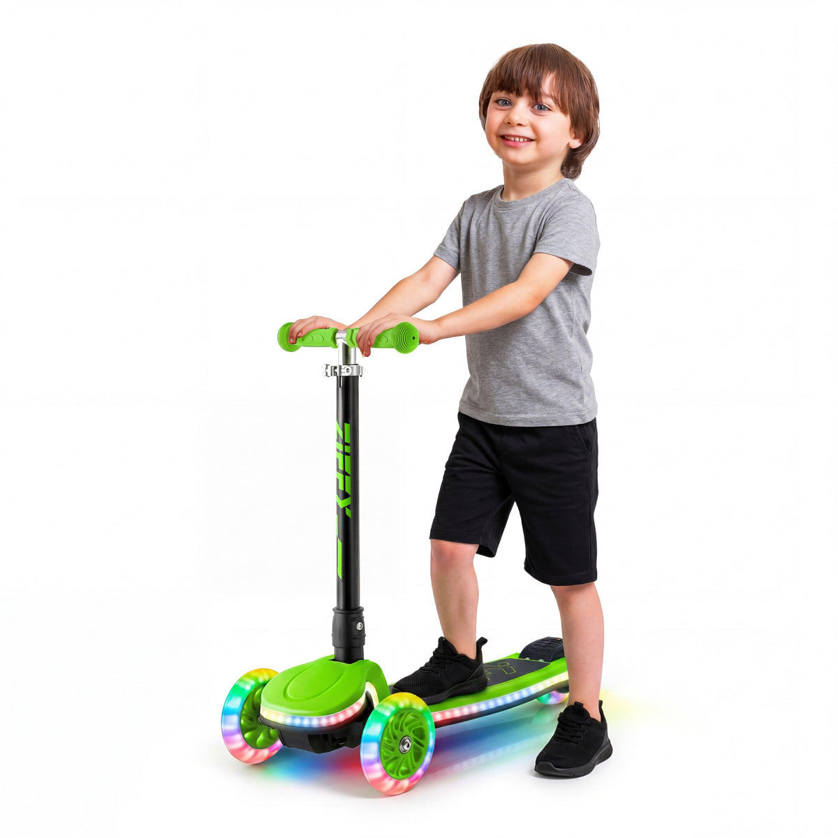JOVA-ZIFFY Light-Up 3 Wheel Scooter - 20 LED Kick Scooter, Green