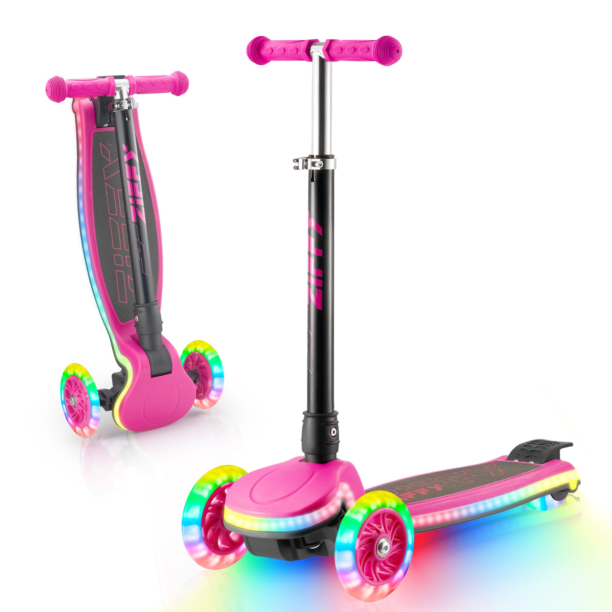 JOVA-ZIFFY Light-Up 3 Wheel Scooter - 20 LED Kick Scooter, Red