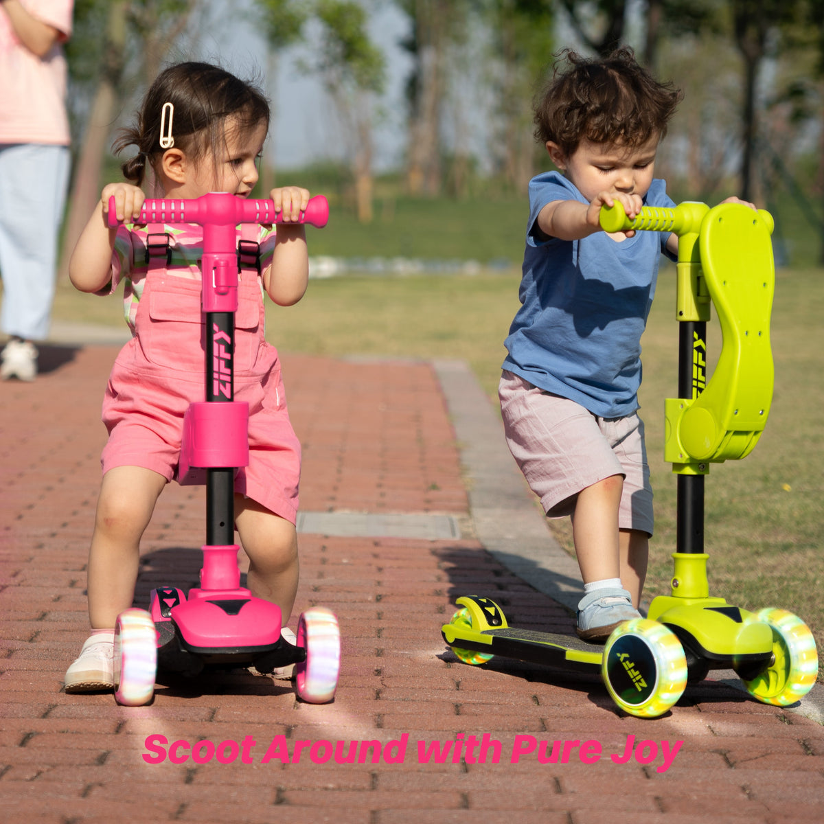 JOVA-ZIFFY 2-in-1 Kids Scooter with Seat - Light-Up 3 Wheel Scooter, Red