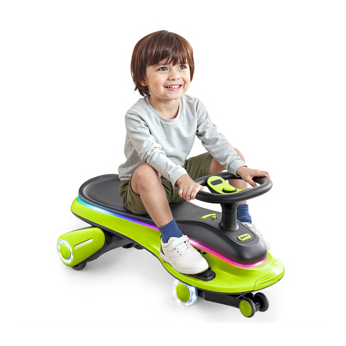 JOVA-ZIFFY 45W Electric Wiggle Car - Light-Up Ride-On Toy, Green